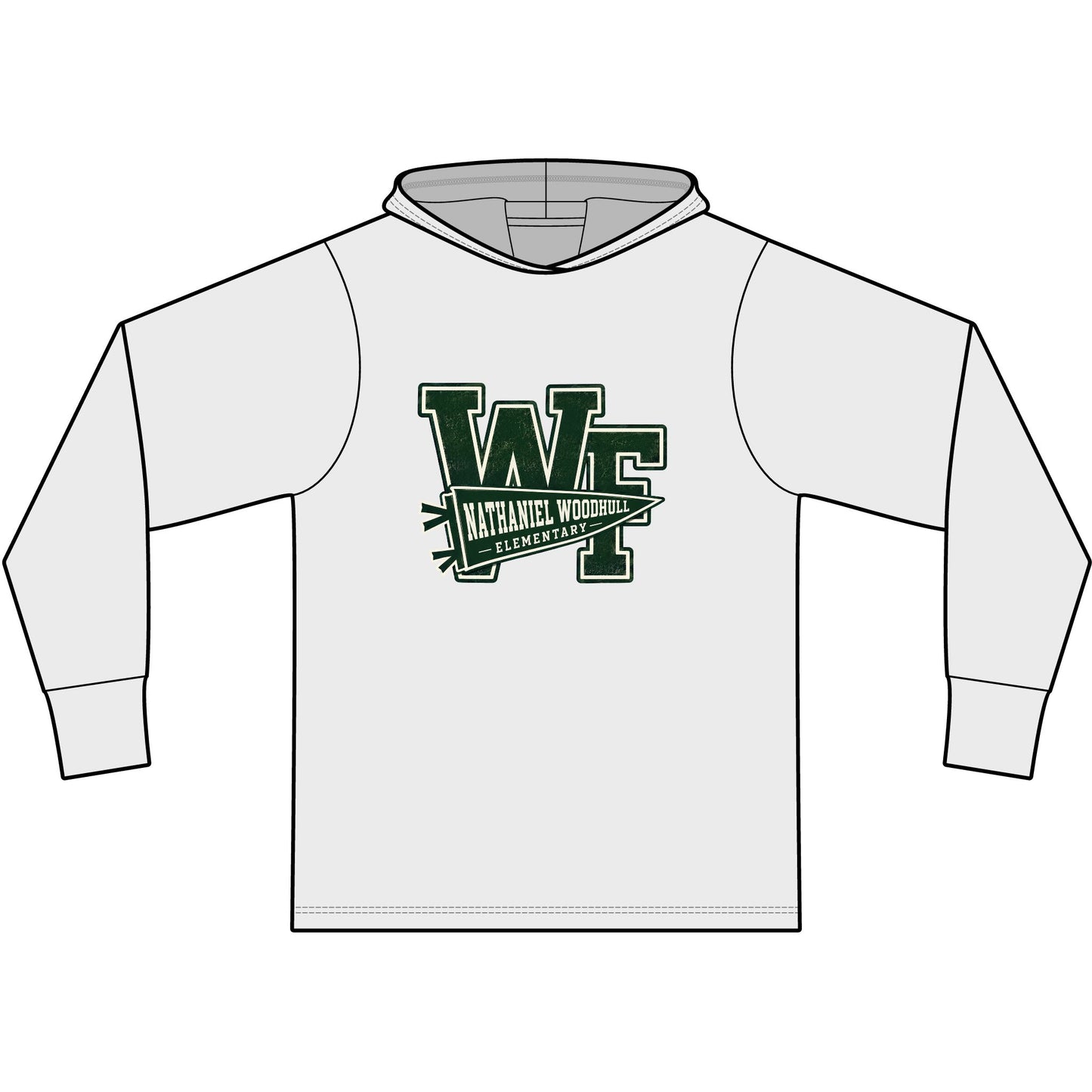 Woodhull Pennant Logo — Garment-Dyed Pullover Hooded Tee