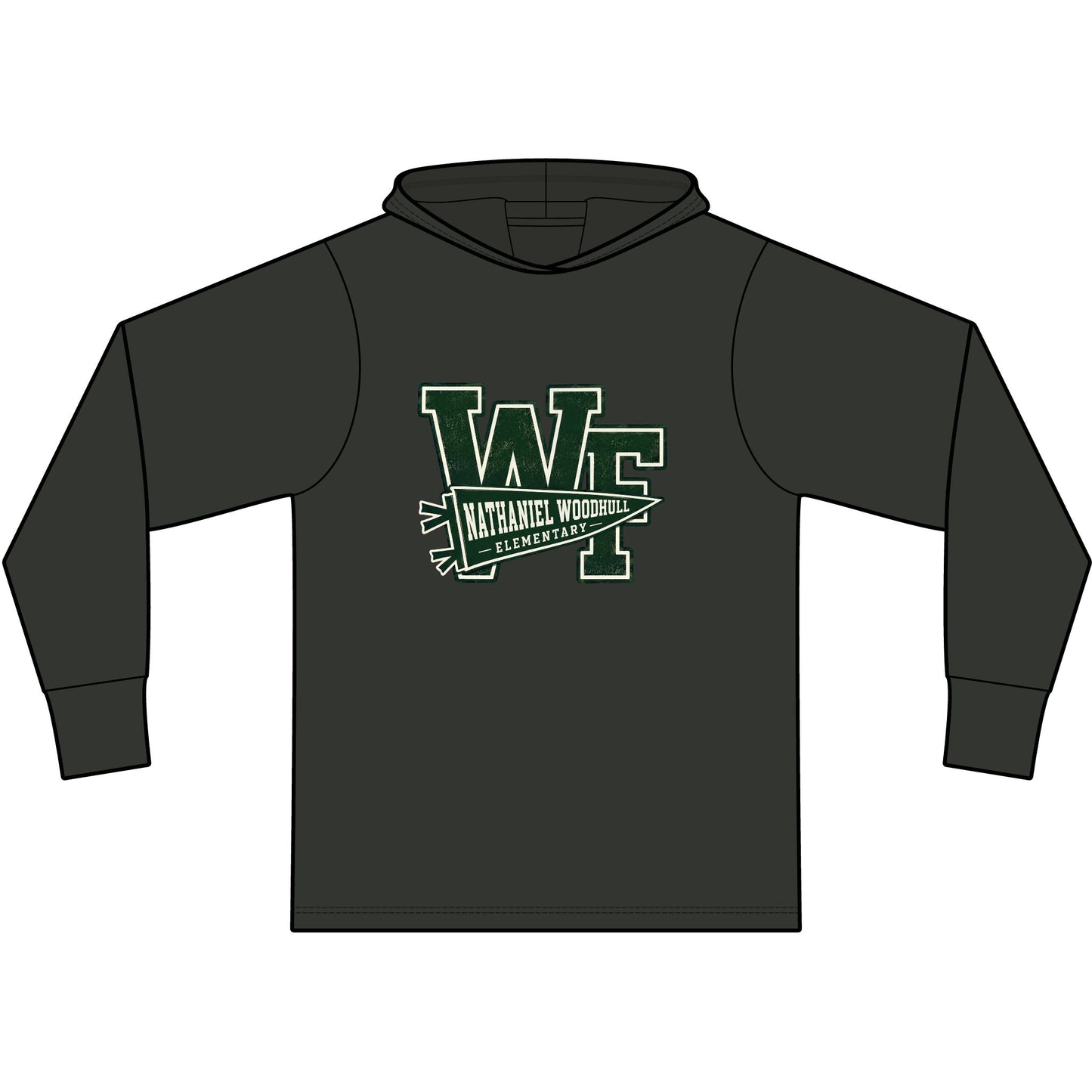 Woodhull Pennant Logo — Garment-Dyed Pullover Hooded Tee