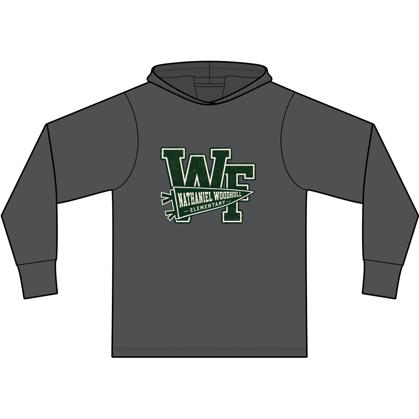 Woodhull Pennant Logo — Garment-Dyed Pullover Hooded Tee