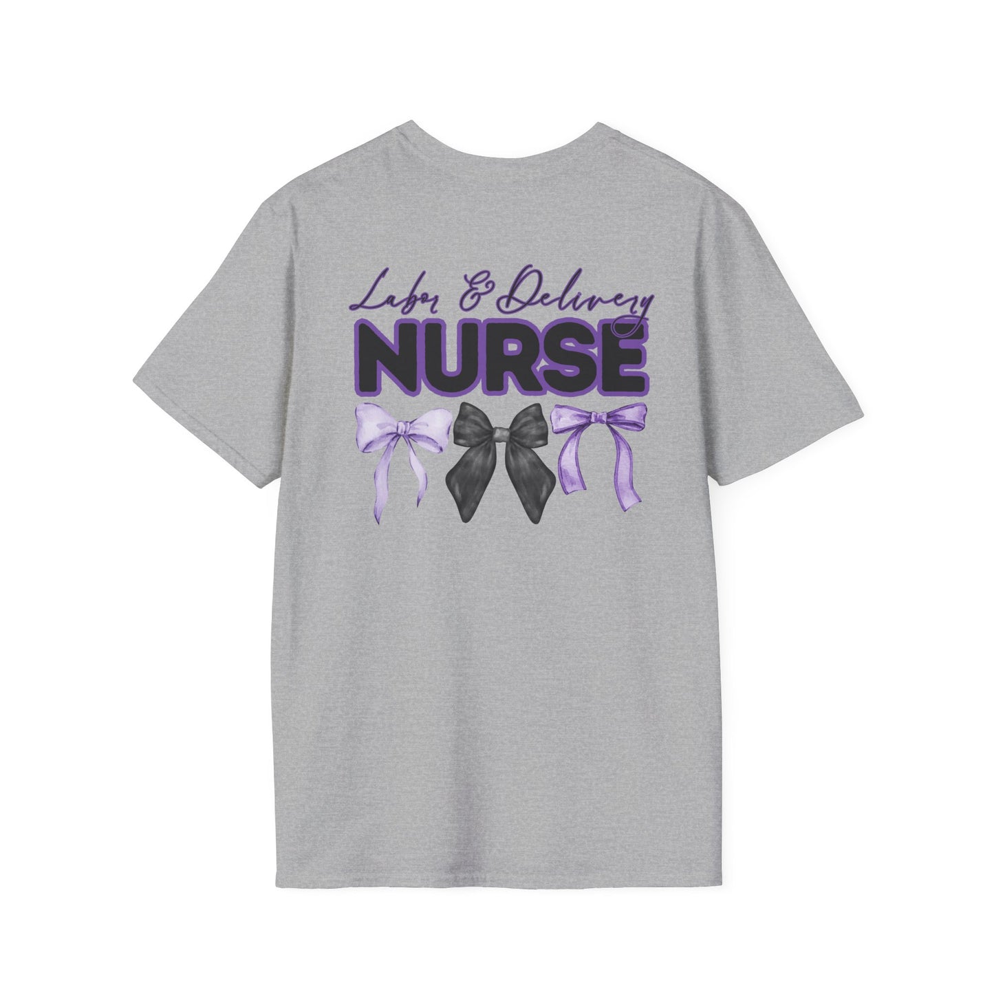 L+D Nurse Softstyle T-Shirt with Bow Design- Healthcare