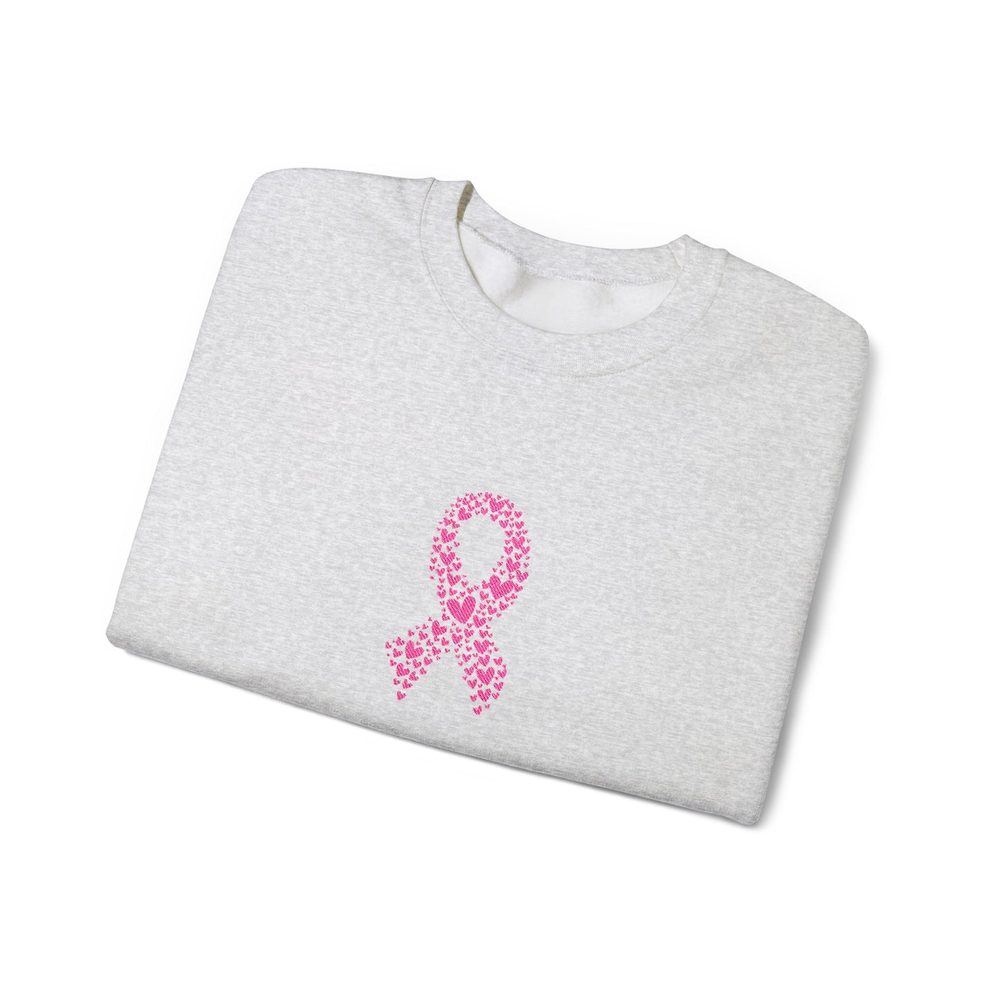 Embroidered Pink Ribbon Awareness Sweatshirt - Cozy Unisex Crewneck