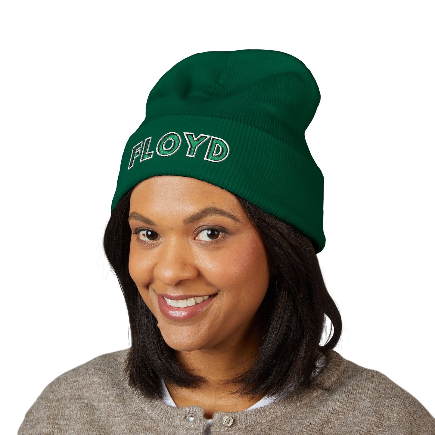 Embroidered 'FLOYD' Cuffed Beanie