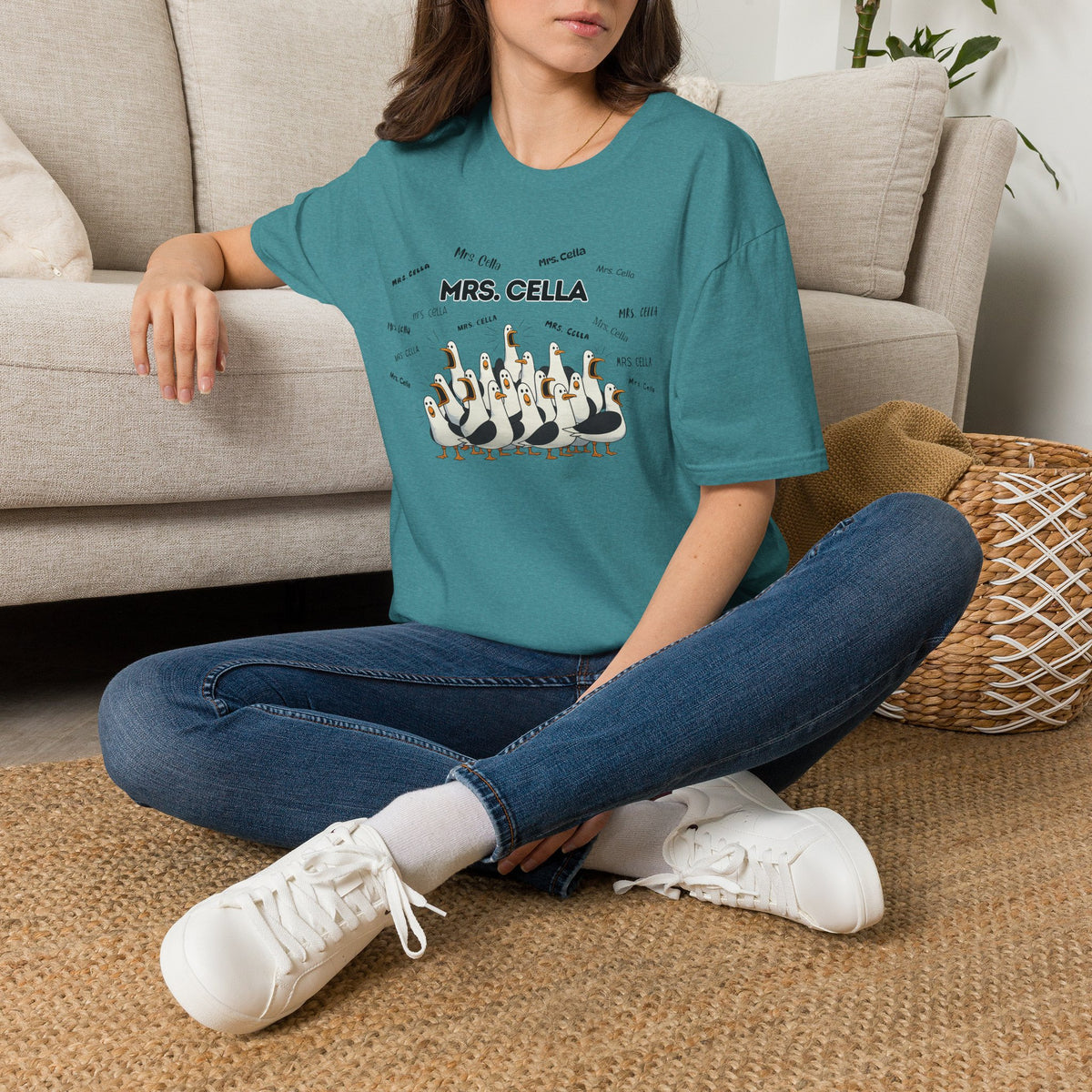 Mrs. Cella- Seagull Crew Graphic T-Shirt — Personalized