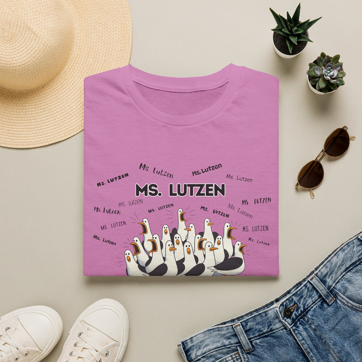Ms. Lutzen- Seagull Crew Graphic T-Shirt — Personalized
