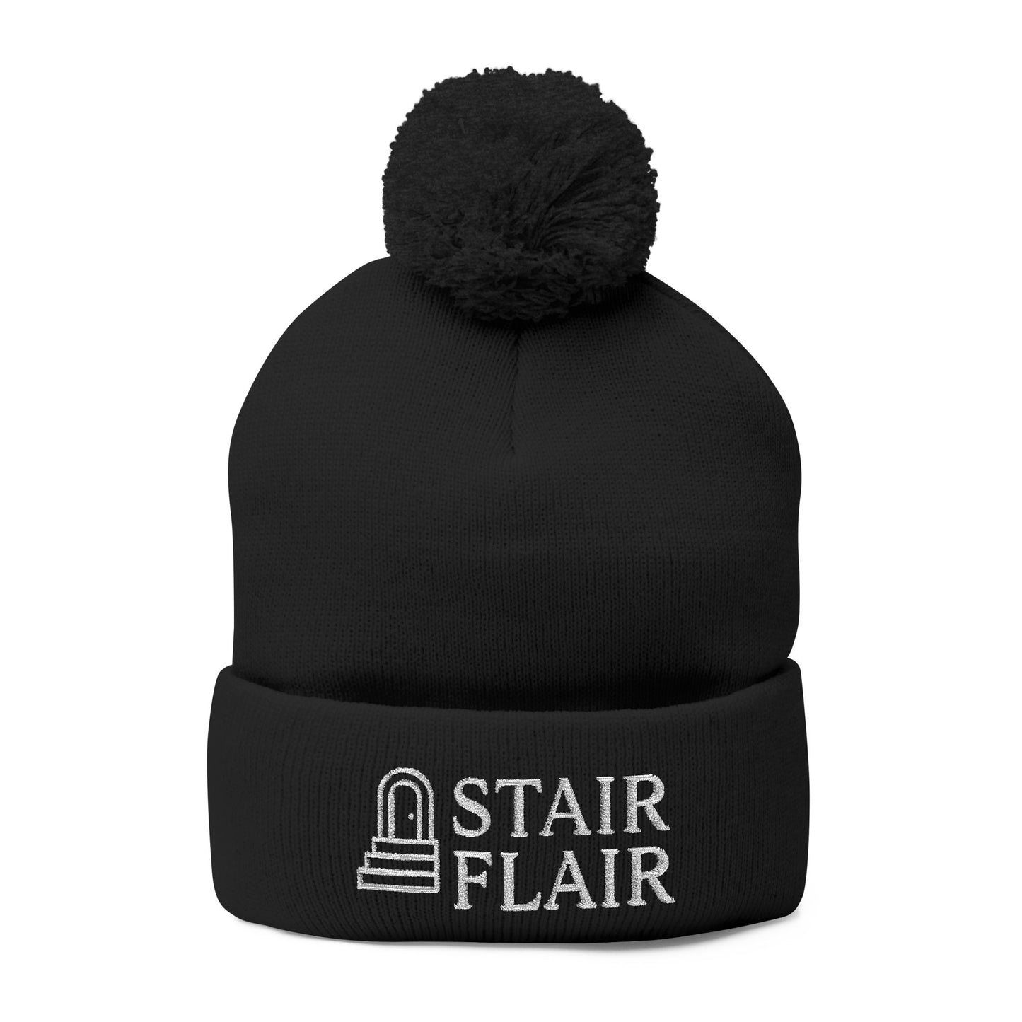 Stair Flair Embroidered Pom-Pom Knit Beanie- Personalized