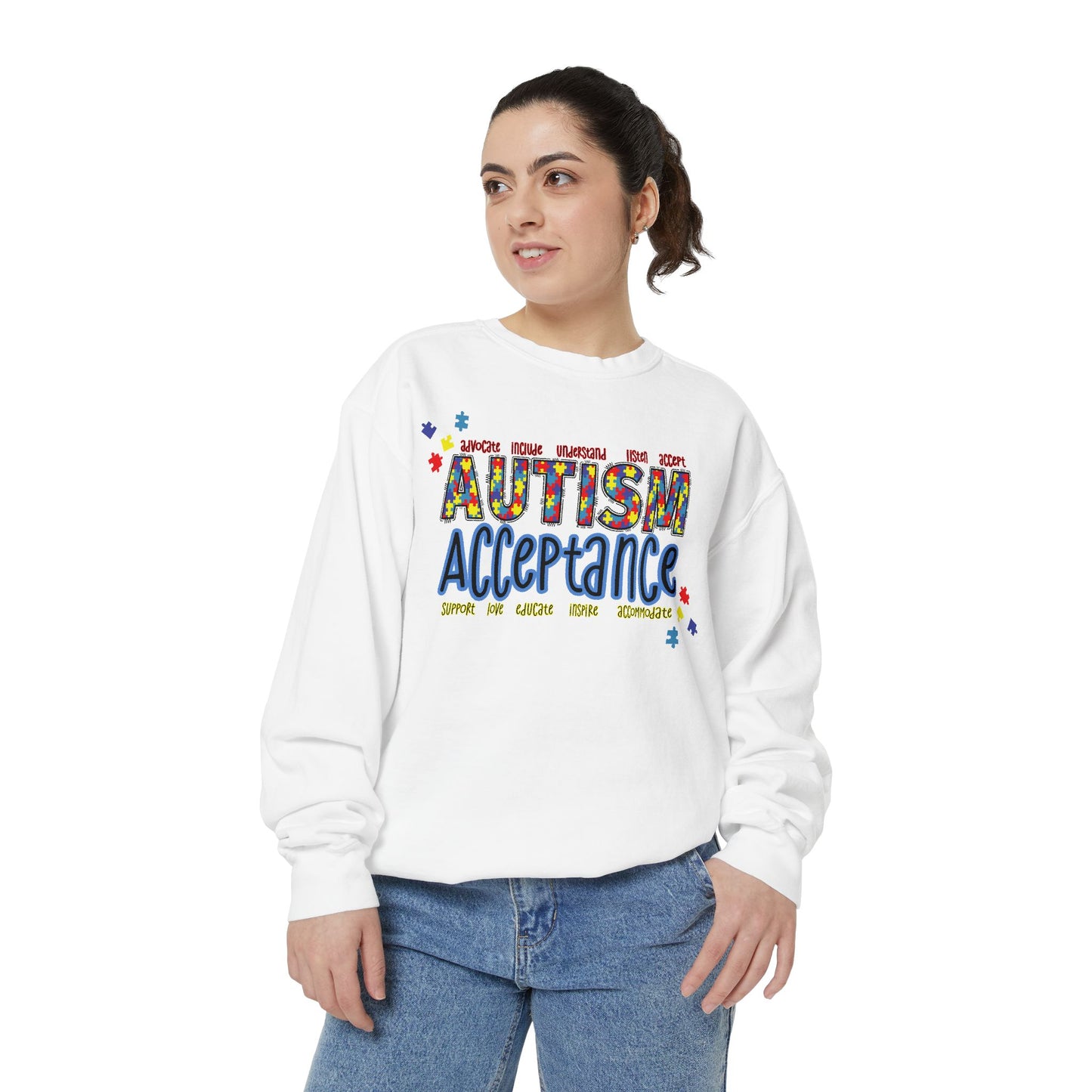Autism Acceptance Puzzle Piece Sweatshirt — Awareness Collection