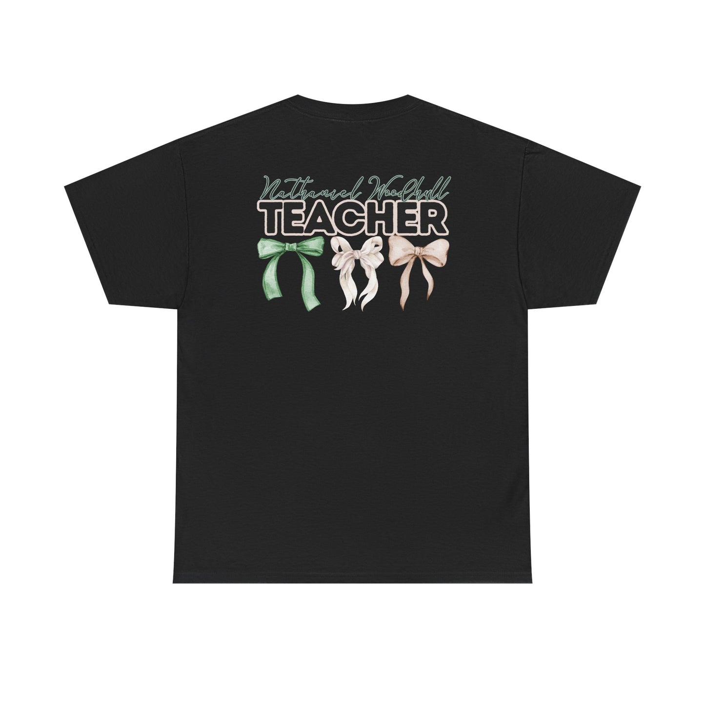 Woodhull Teacher and Bows- Unisex Heavy Cotton Tee with Bow Design