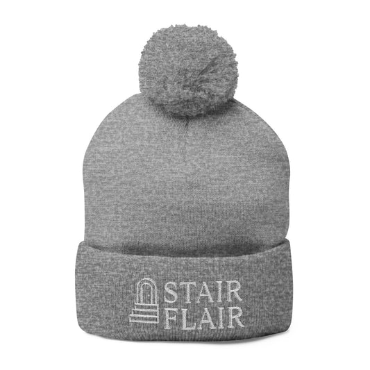 Stair Flair Embroidered Pom-Pom Knit Beanie- Personalized
