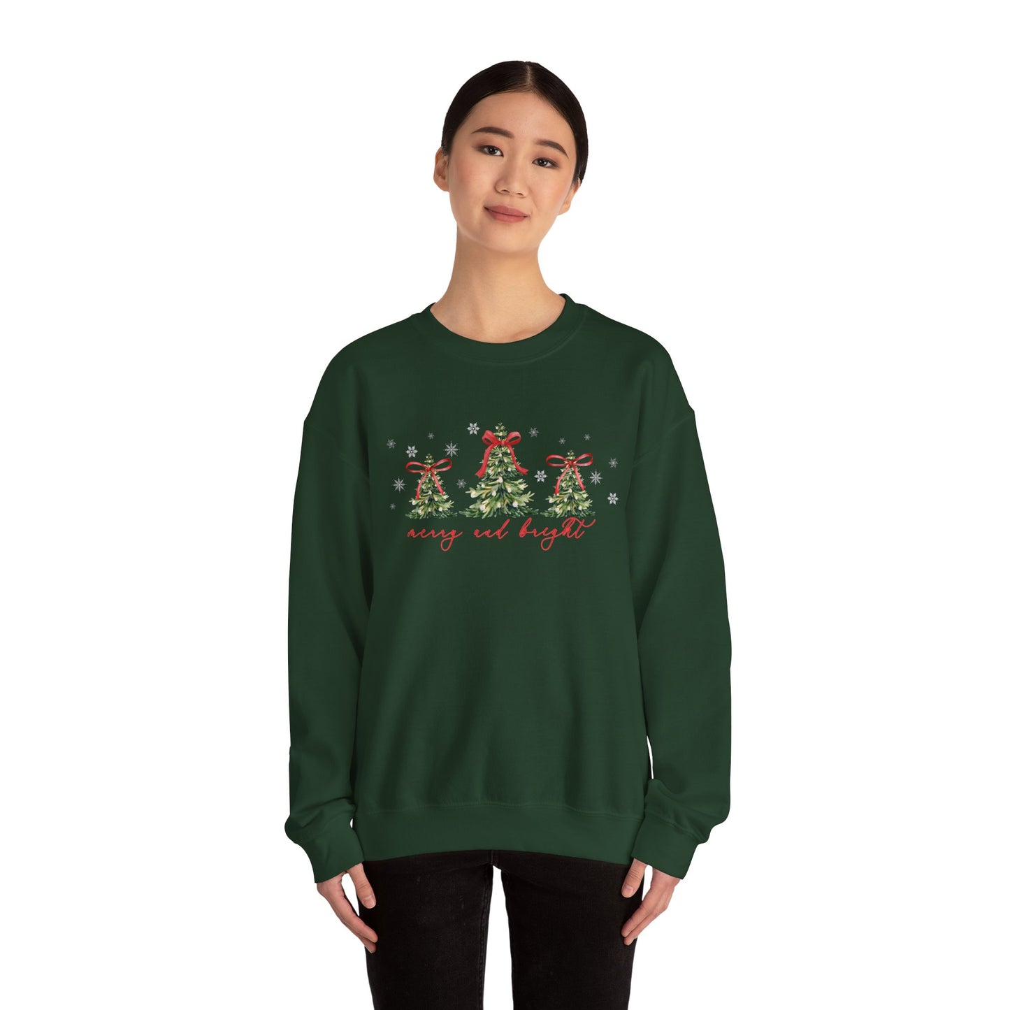 Christmas Trees "Merry and Bright" Christmas Crewneck
