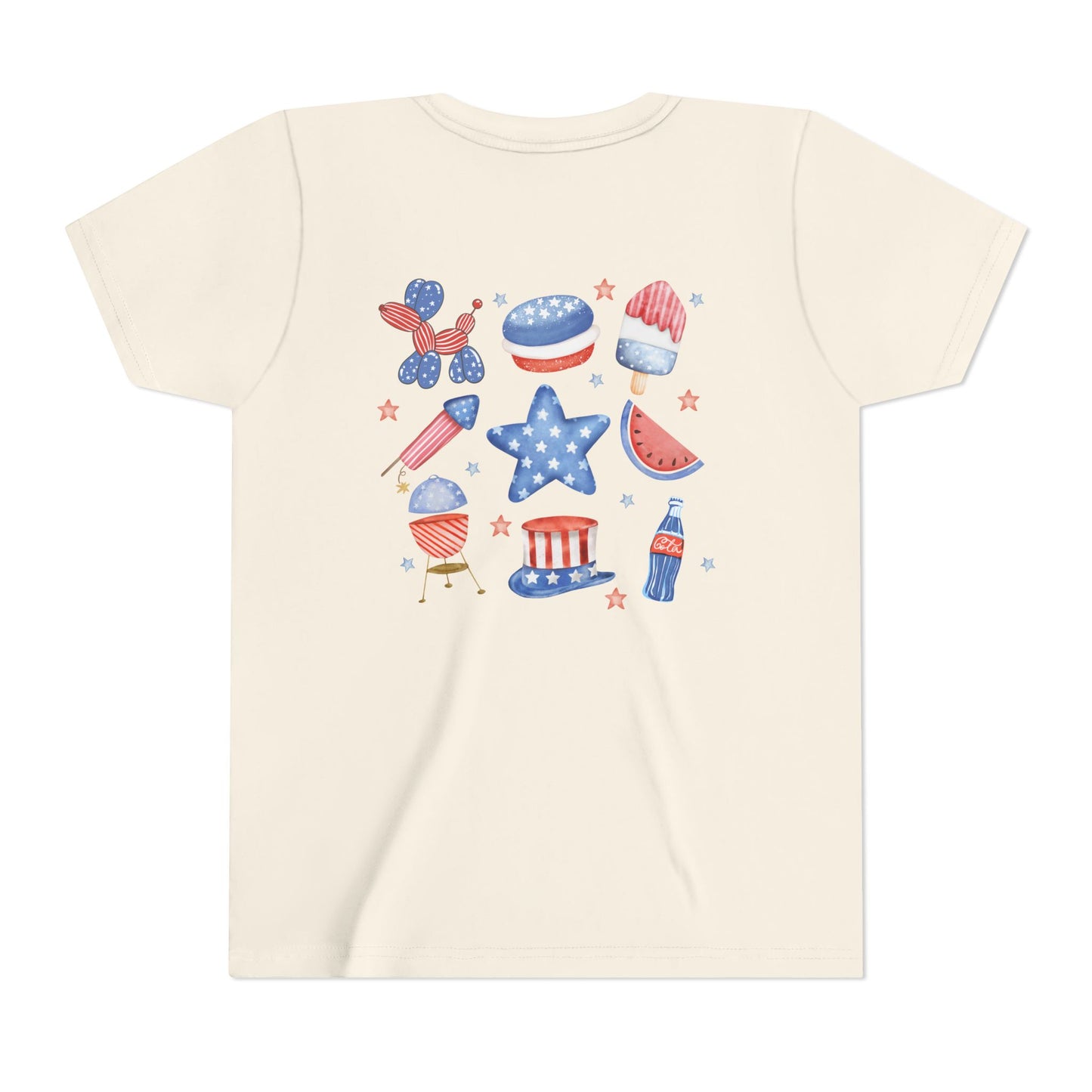 Stars, Stripes & Snacks Youth Tee for Kids, USA - Kids Short Sleeve Shirt, Holiday Mini