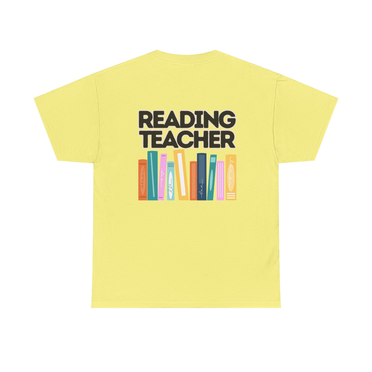 Moriches Reading Teacher with Books 2- Unisex Heavy Cotton Tee