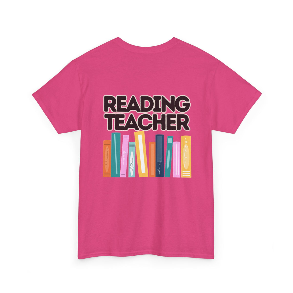 Moriches Reading Teacher with Books 2- Unisex Heavy Cotton Tee
