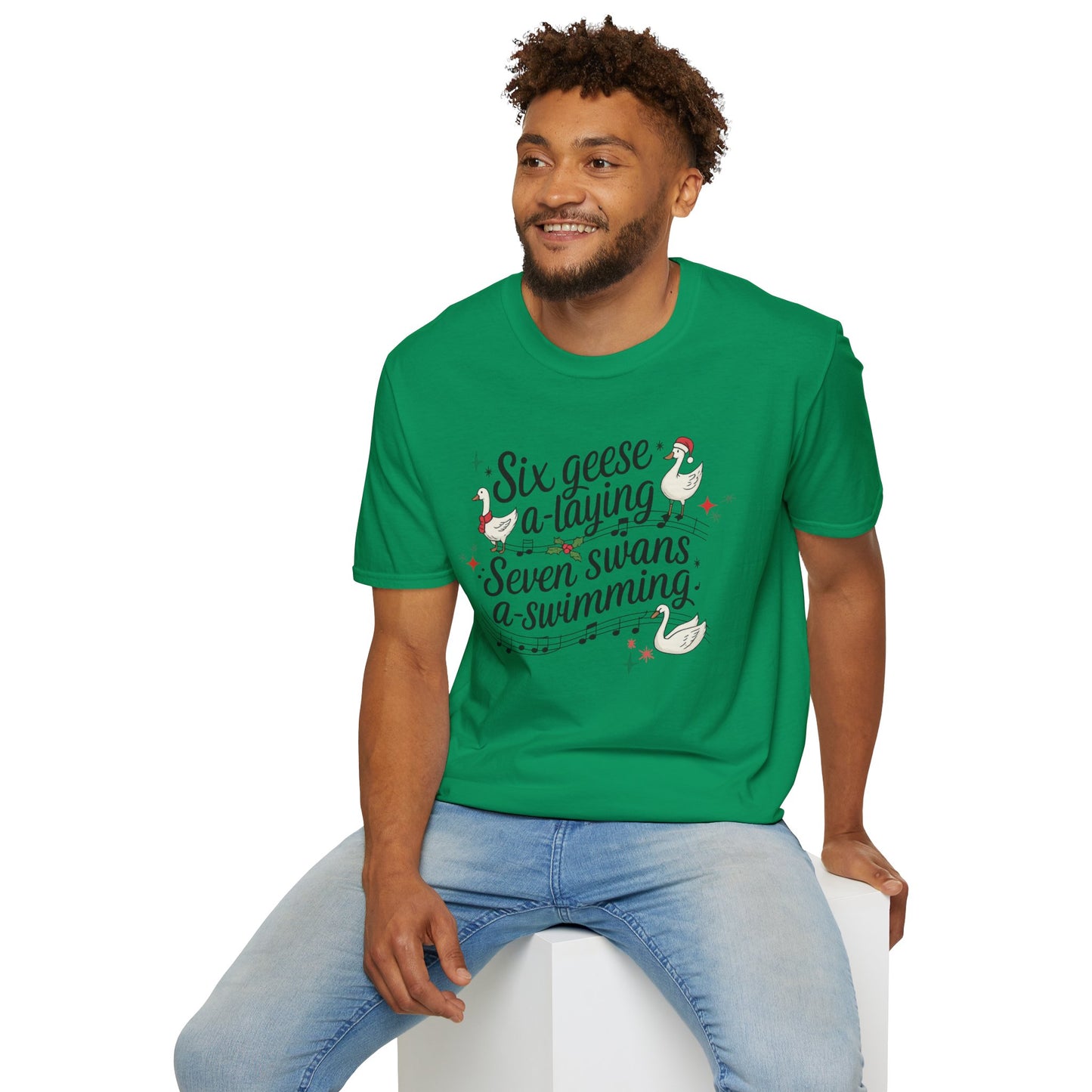 "Six geese a-laying, Seven swans a-swimming” Christmas Carol Tee