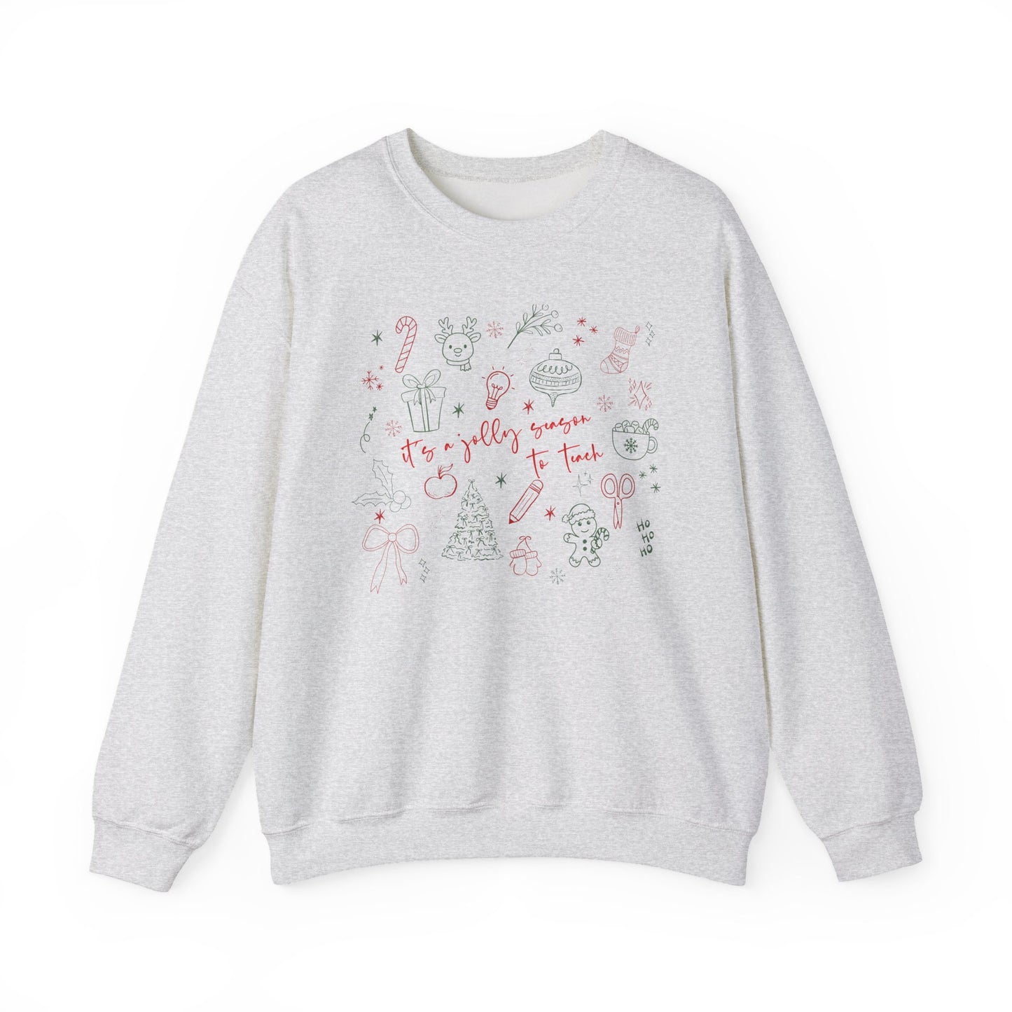 Christmas Doodle Design "It's a jolly season to teach" Crewneck