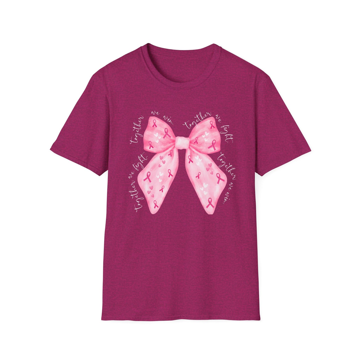 We Fight, We Win- Breast Cancer Awareness Tee, Unisex Softstyle T-Shirt