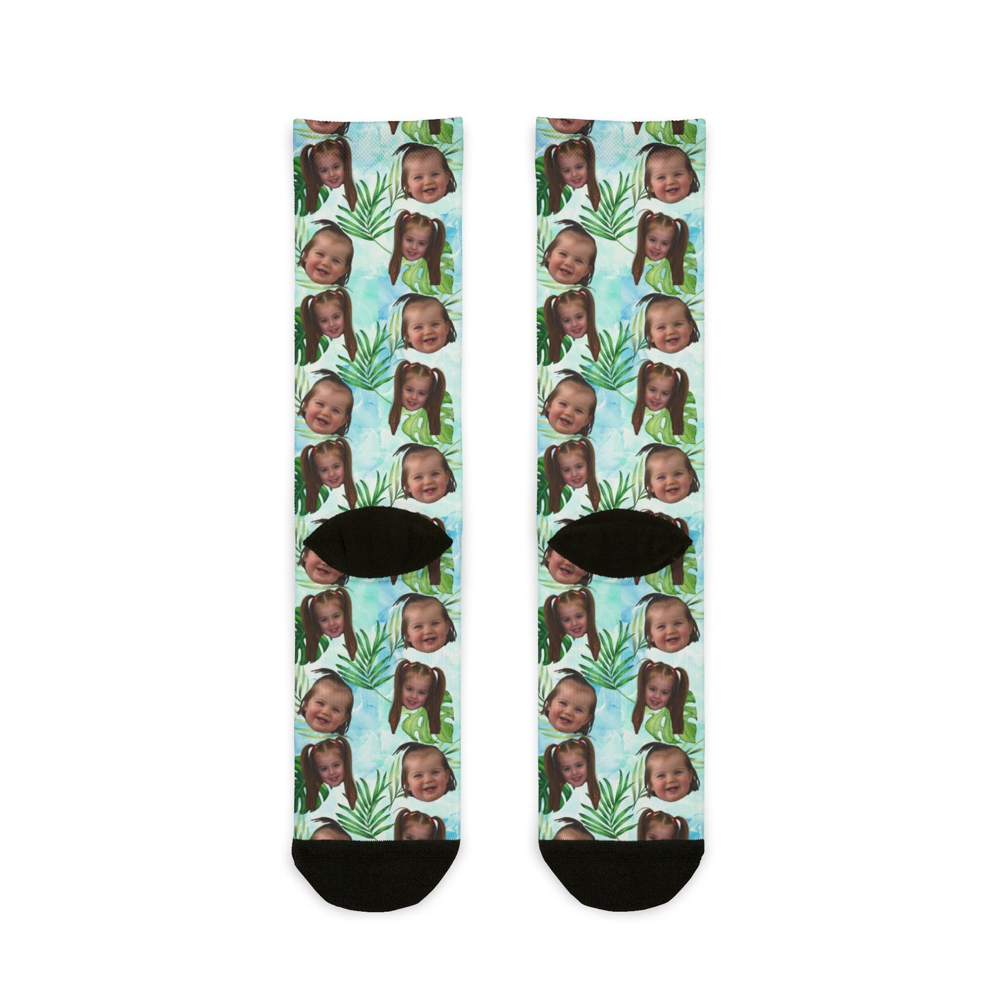 Paige- Hawaiian Socks- Personalized Face- Crew Socks