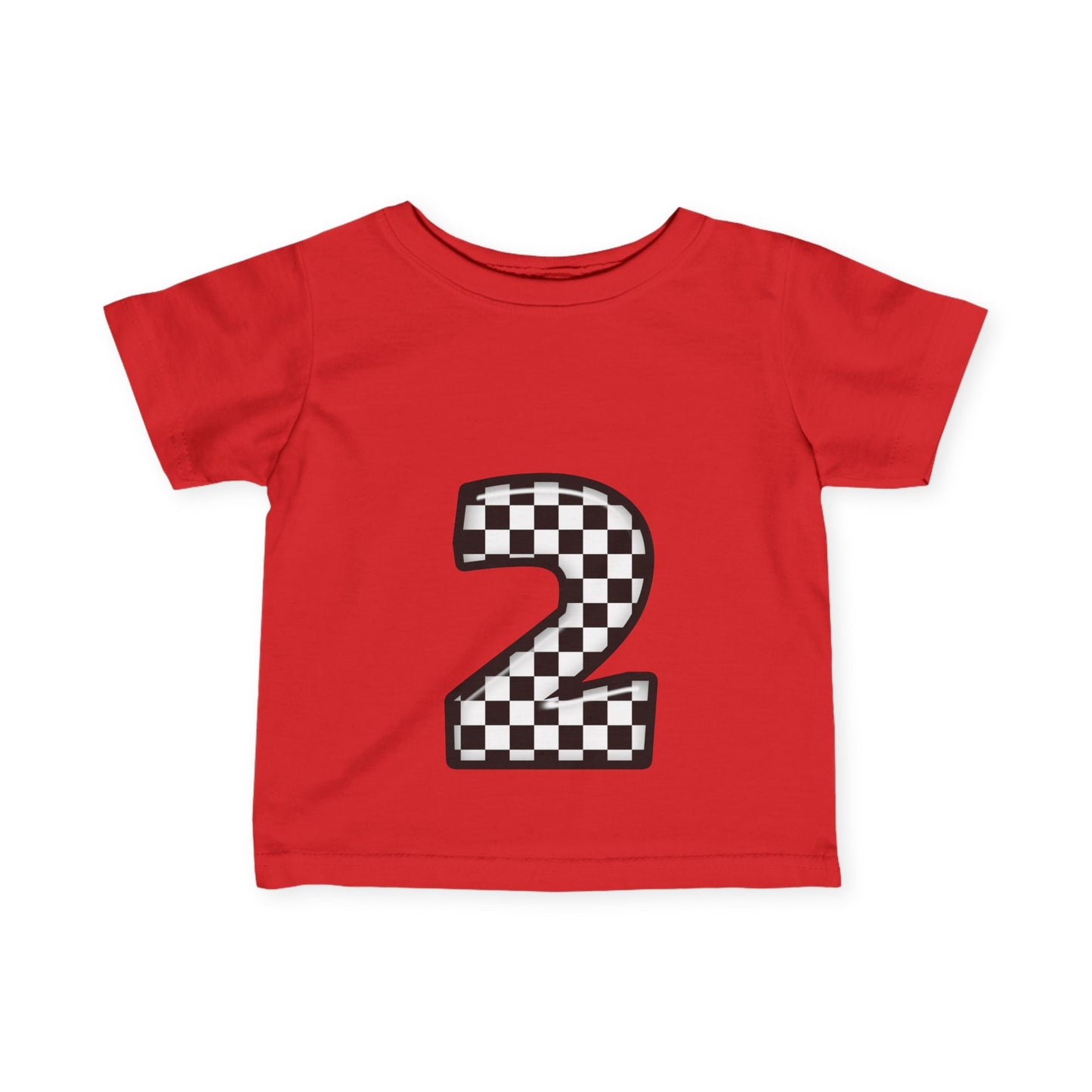 Mini-Checkered Number 2 Infant Jersey Tee - Perfect for Birthday Celebrations