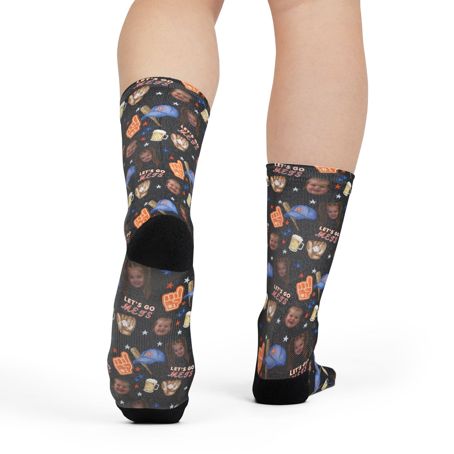 Paige- Mets Socks- Personalized Face- Crew Socks