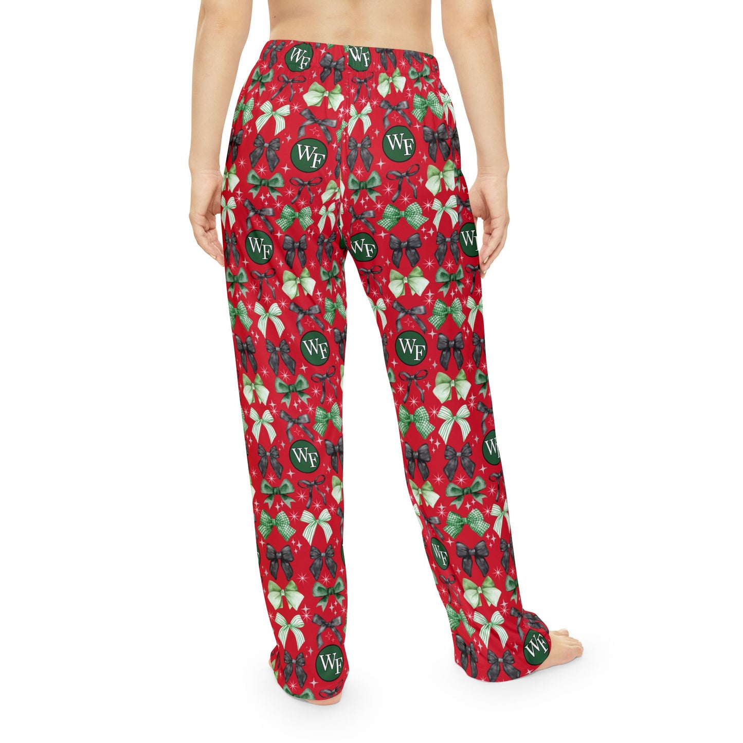 Floyd Strong Cozy Women's Pajama Pants with Green Bow Pattern- Christmas