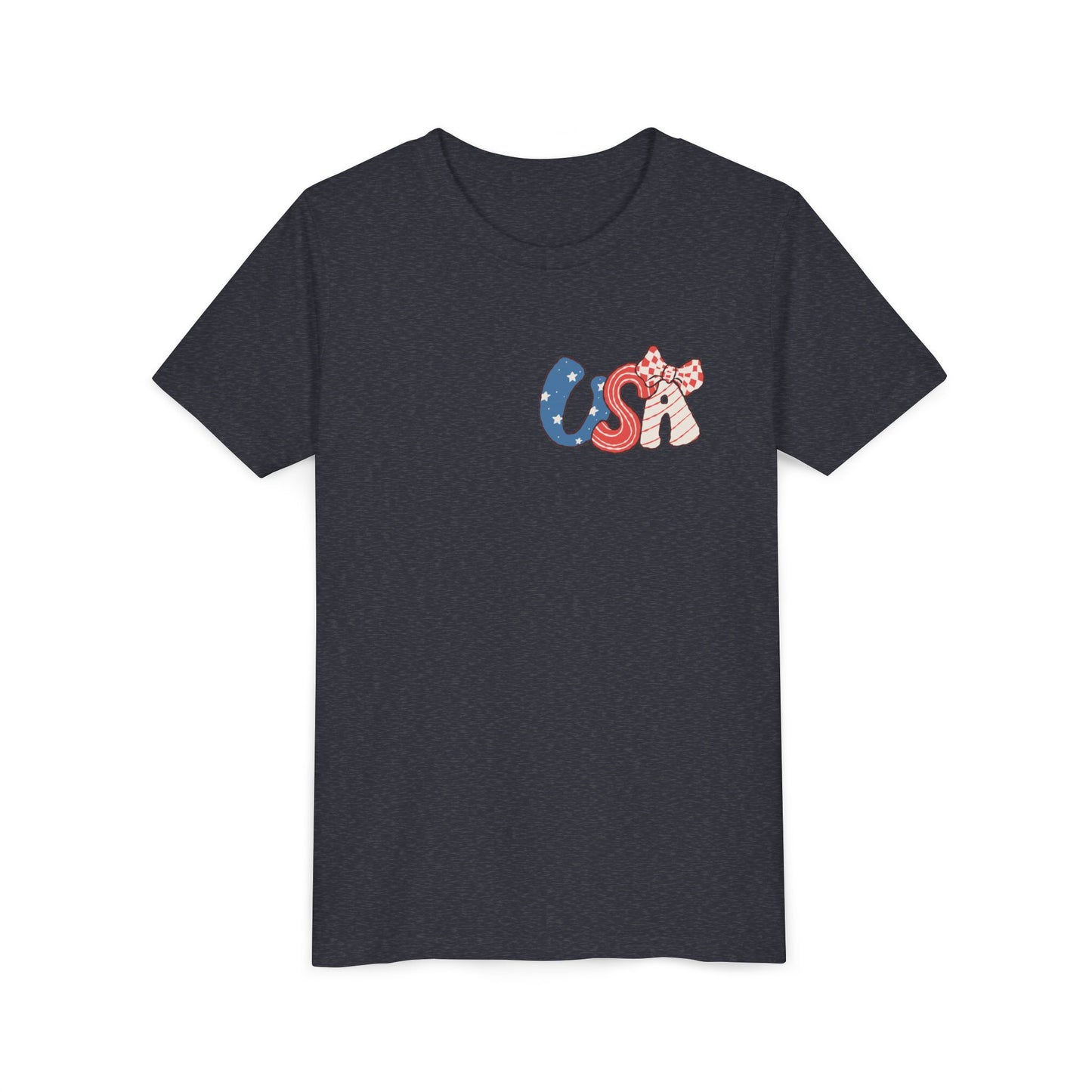Patriotic Youth Tee for Girls, USA - Kids Short Sleeve Shirt, Holiday Mini