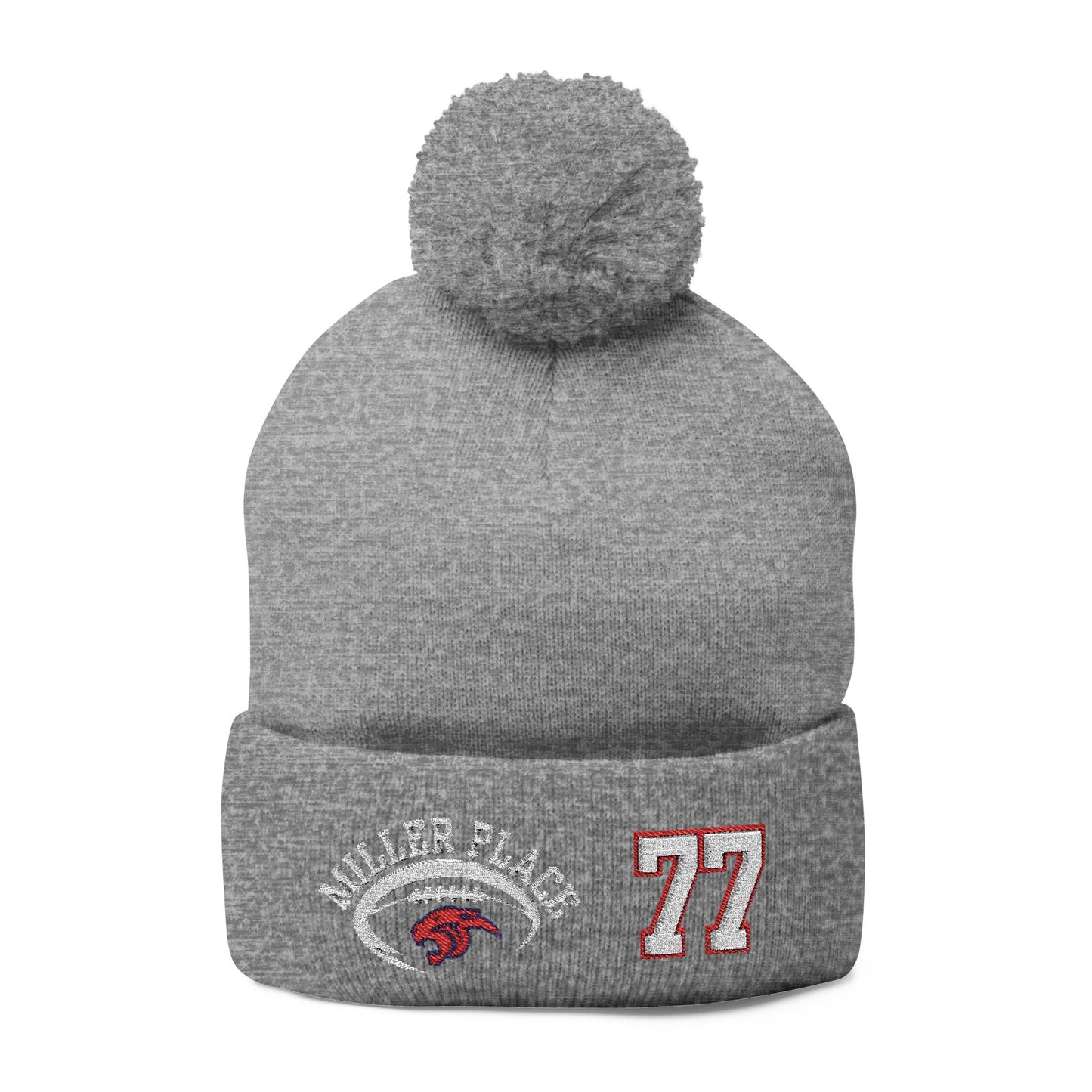 #77 Miller Place Football Winter PomPom Hat