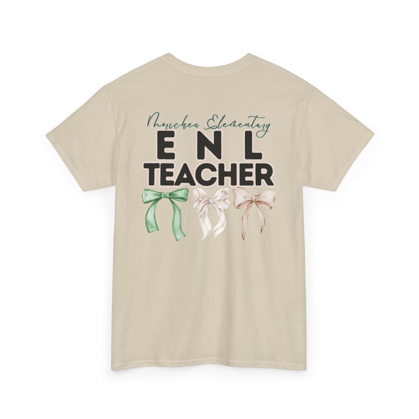 Moriches ENL Teacher and Bows- Unisex Heavy Cotton Tee with Bow Design