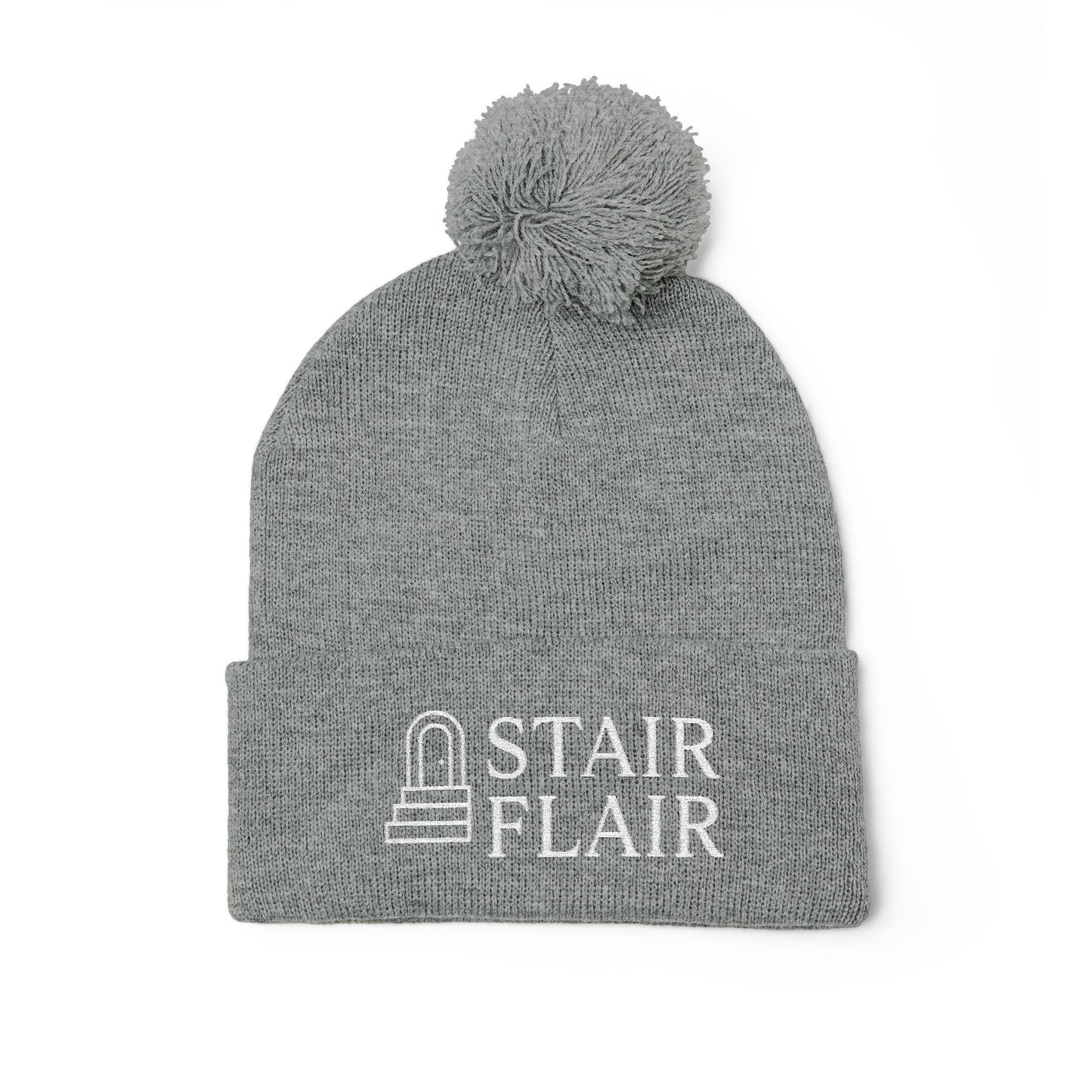 Stair Flair Embroidered Pom-Pom Knit Beanie- Personalized