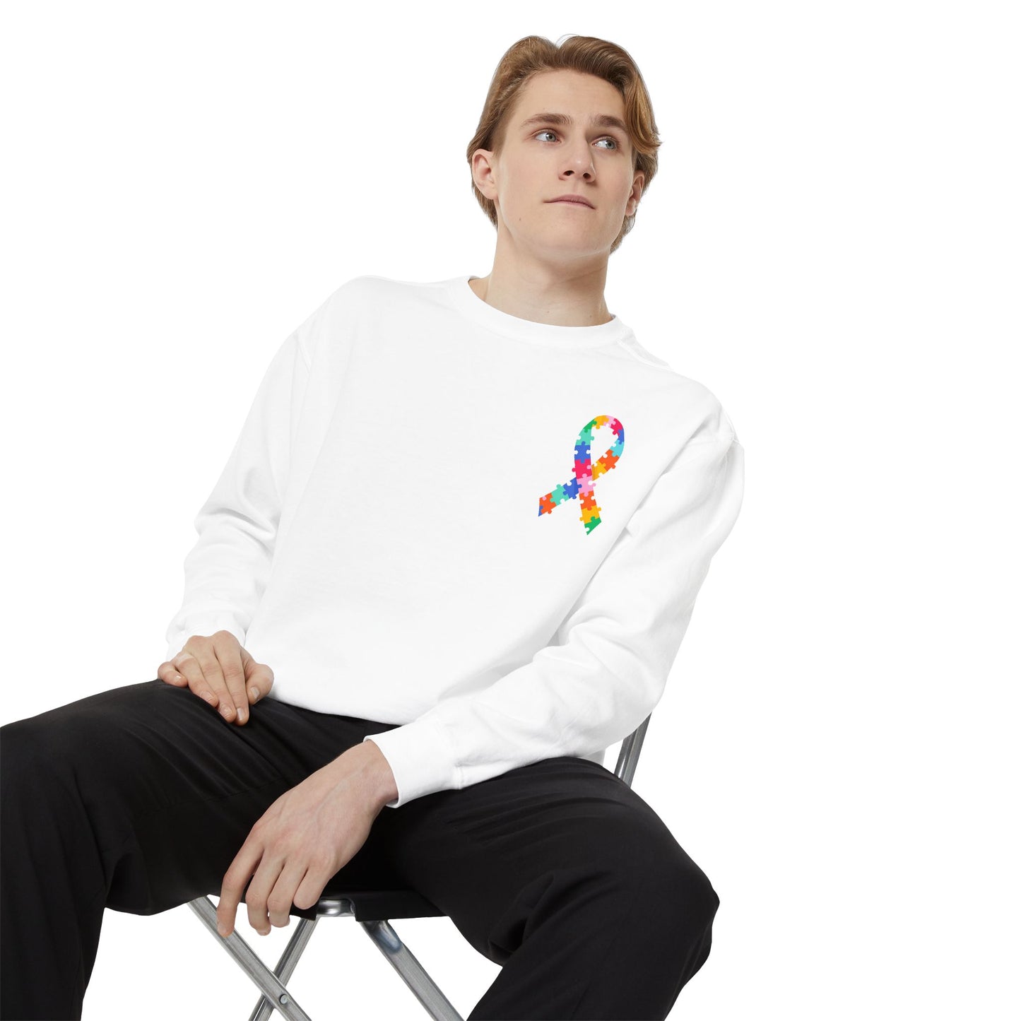 Autism Awareness Puzzle Piece & Ribbon Sweatshirt — Awareness Collection