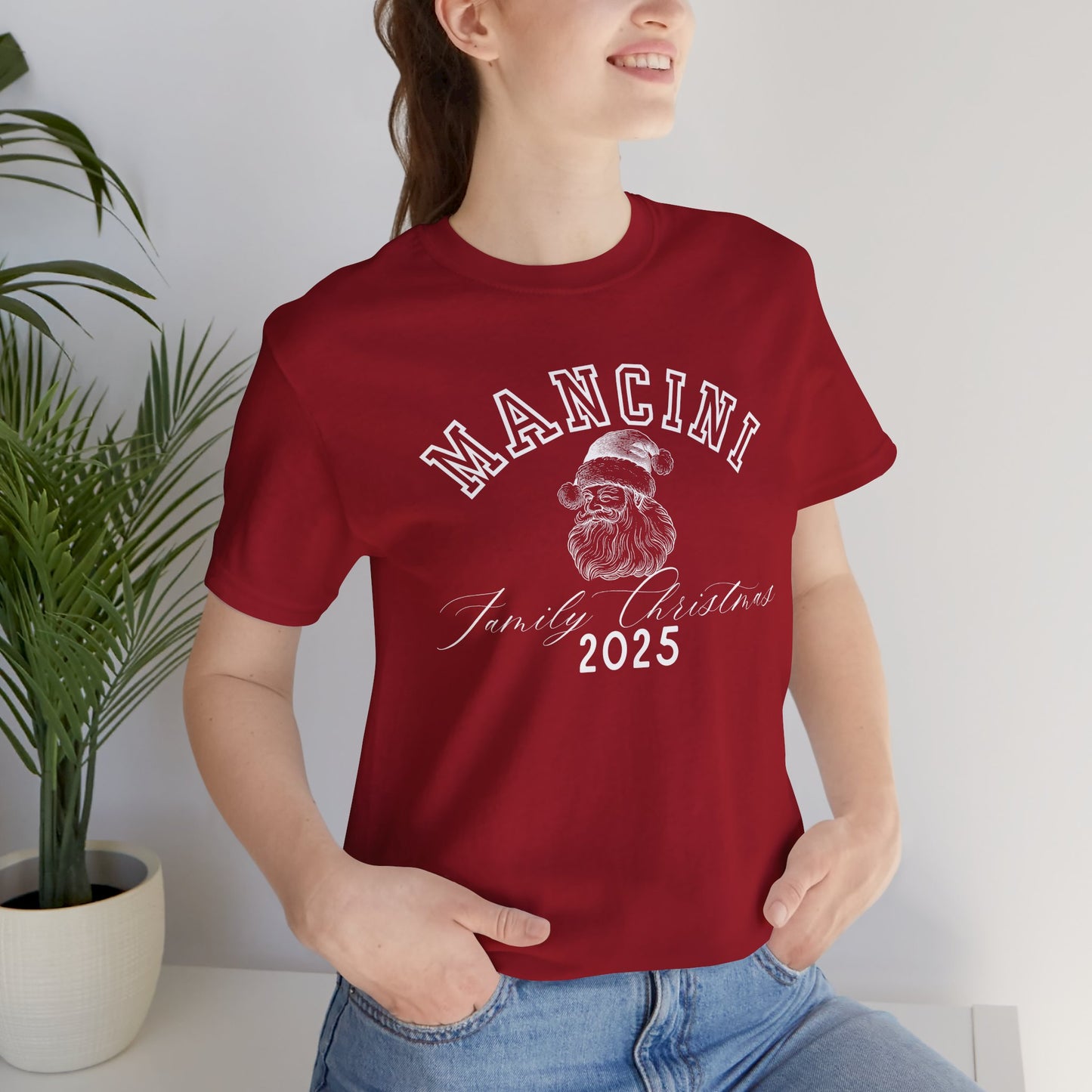 FAMILY NAME- SANTA- Personalized- Unisex Jersey Short Sleeve Tee