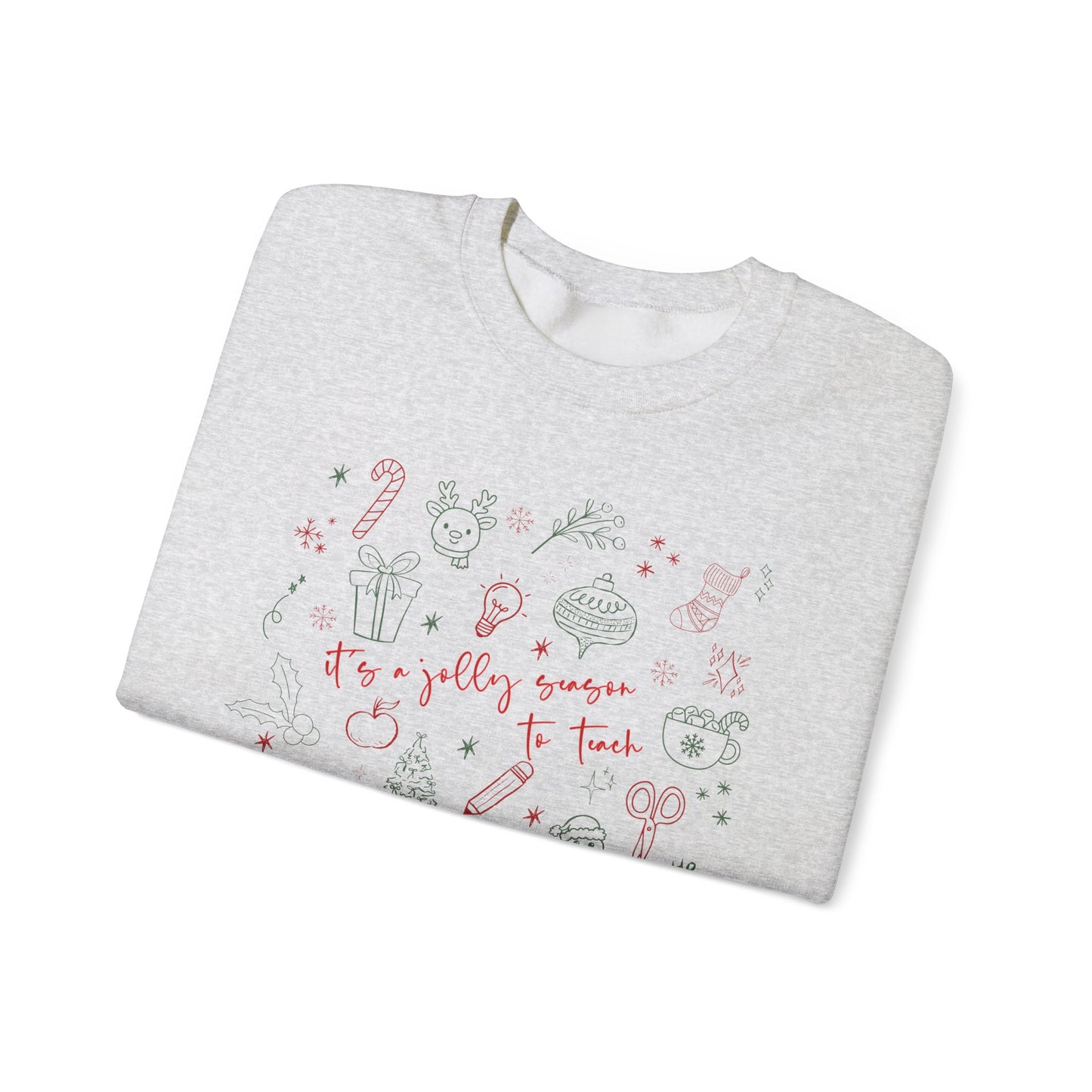 Christmas Doodle Design "It's a jolly season to teach" Crewneck