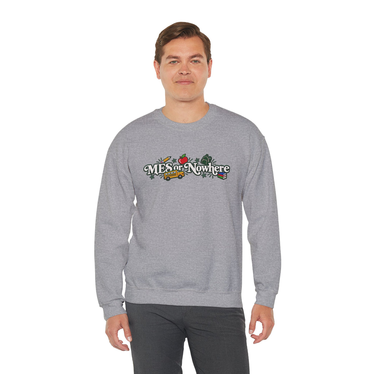 "MES or Nowhere w/ School Things" - Moriches Crewneck Sweatshirt