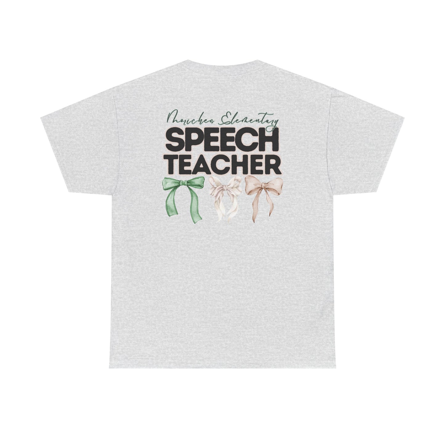 Moriches Speech Teacher and Bows- Unisex Heavy Cotton Tee with Bow Design