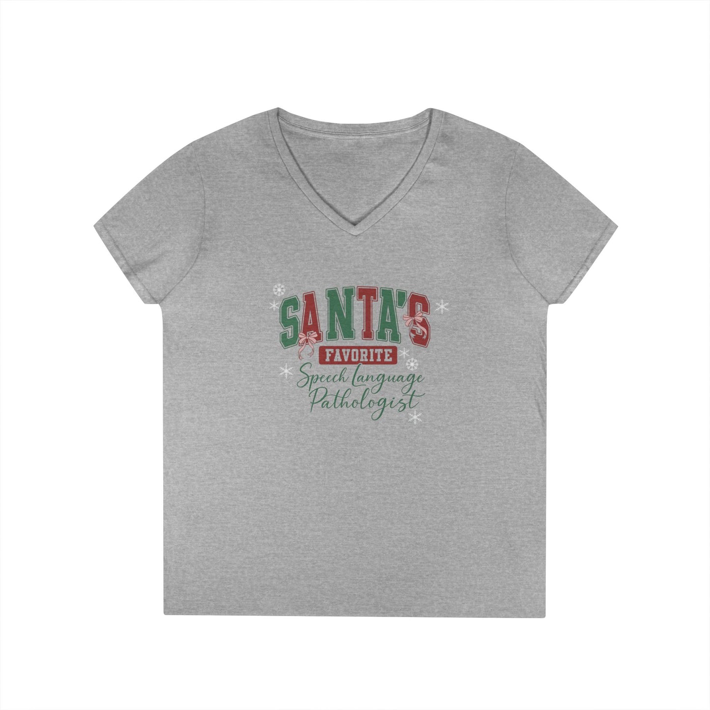 Santa’s Favorite Speech Language Pathologist- Christmas V-Neck Tee