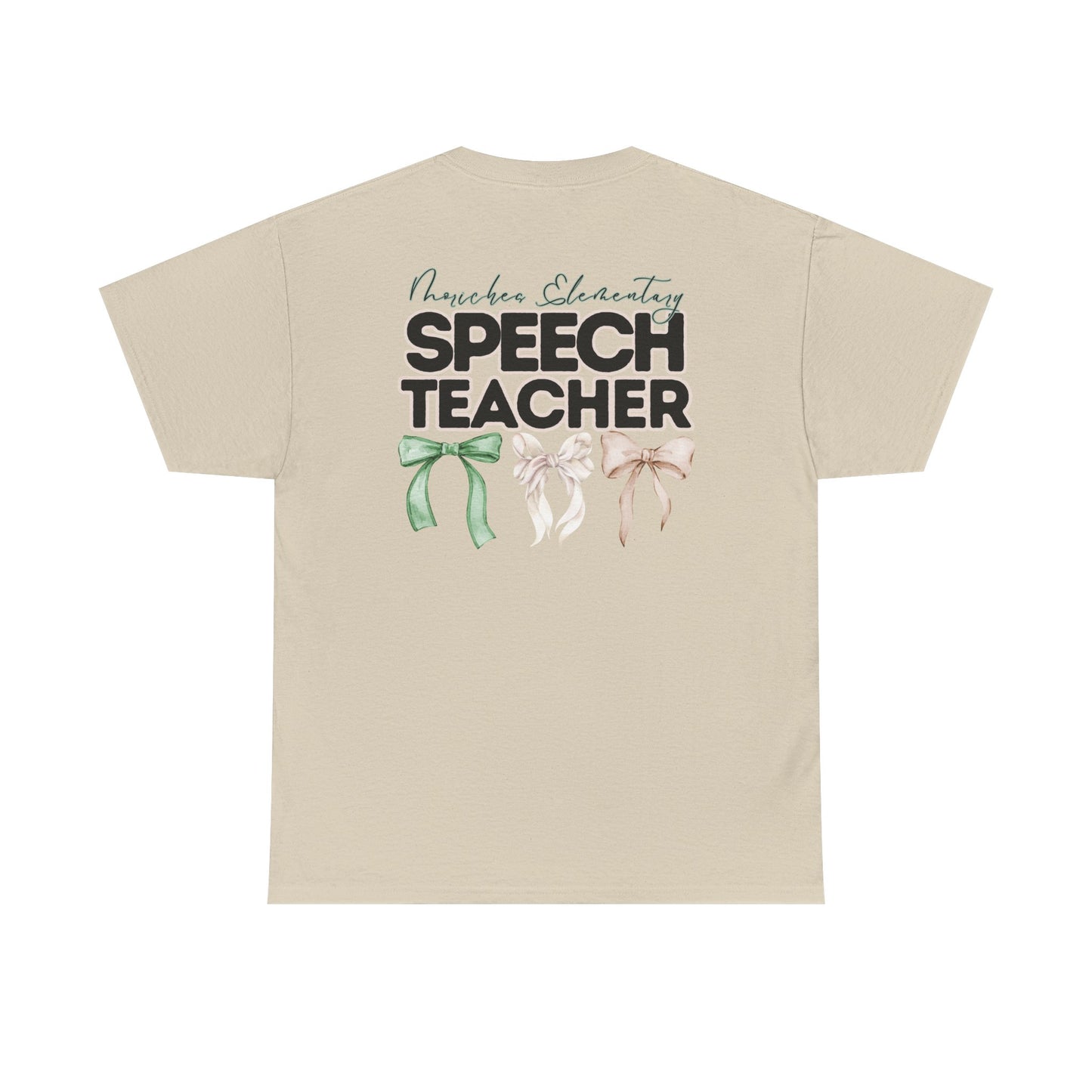 Moriches Speech Teacher and Bows- Unisex Heavy Cotton Tee with Bow Design