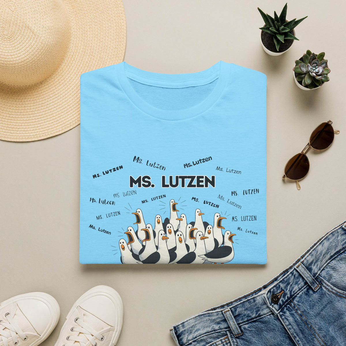 Ms. Lutzen- Seagull Crew Graphic T-Shirt — Personalized
