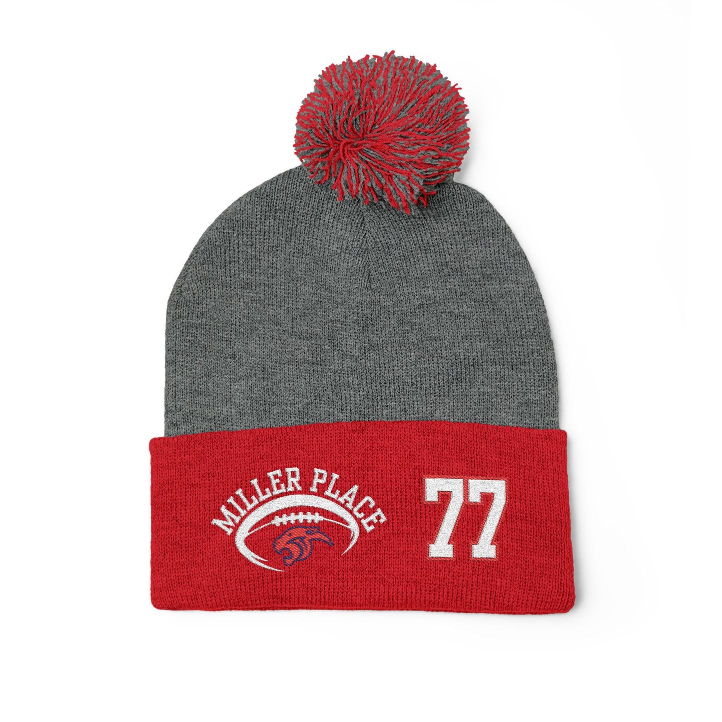 #77 Miller Place Football Winter PomPom Hat