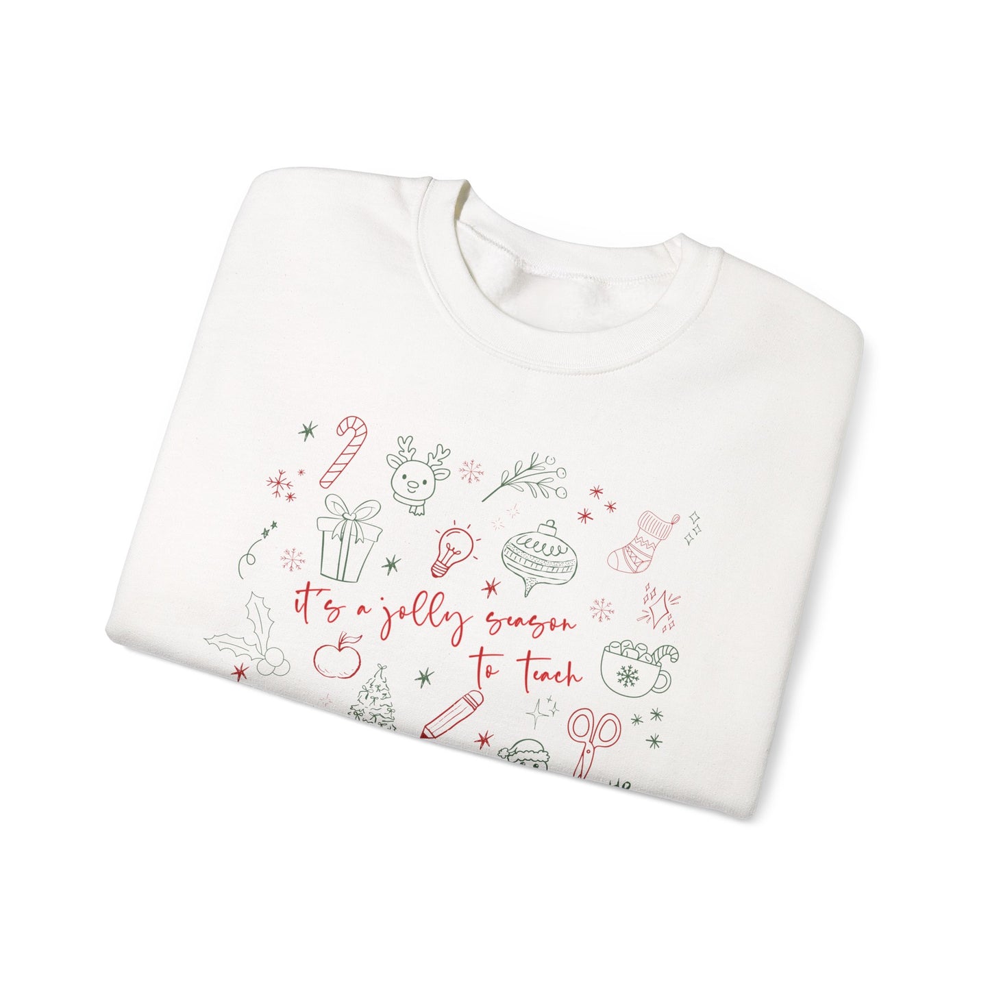 Christmas Doodle Design "It's a jolly season to teach" Crewneck
