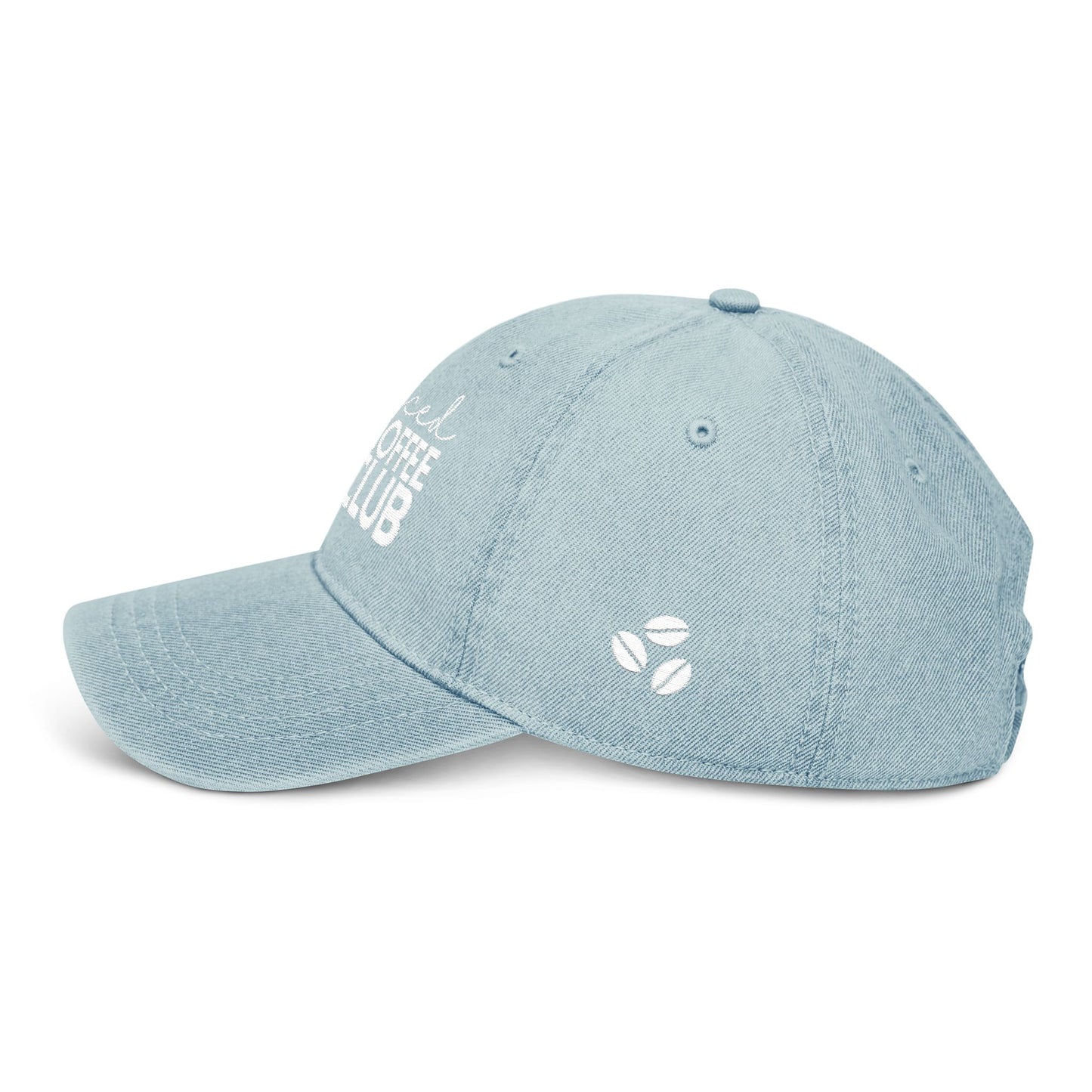 Iced Coffee Club Denim Hat, Embroidered Cap, Perfect Gift for Coffee Lovers