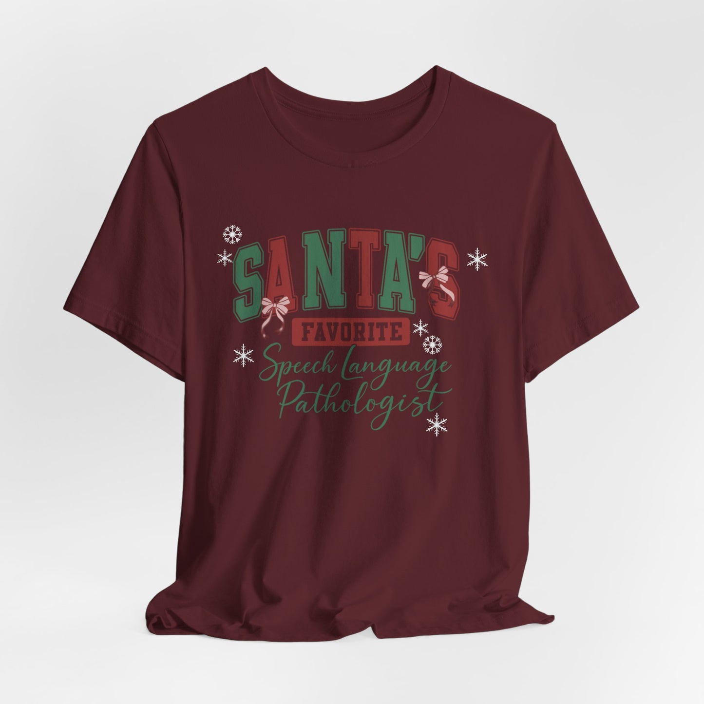 Santa's Favorite Speech Language Pathologist — Christmas Unisex T‑Shirt