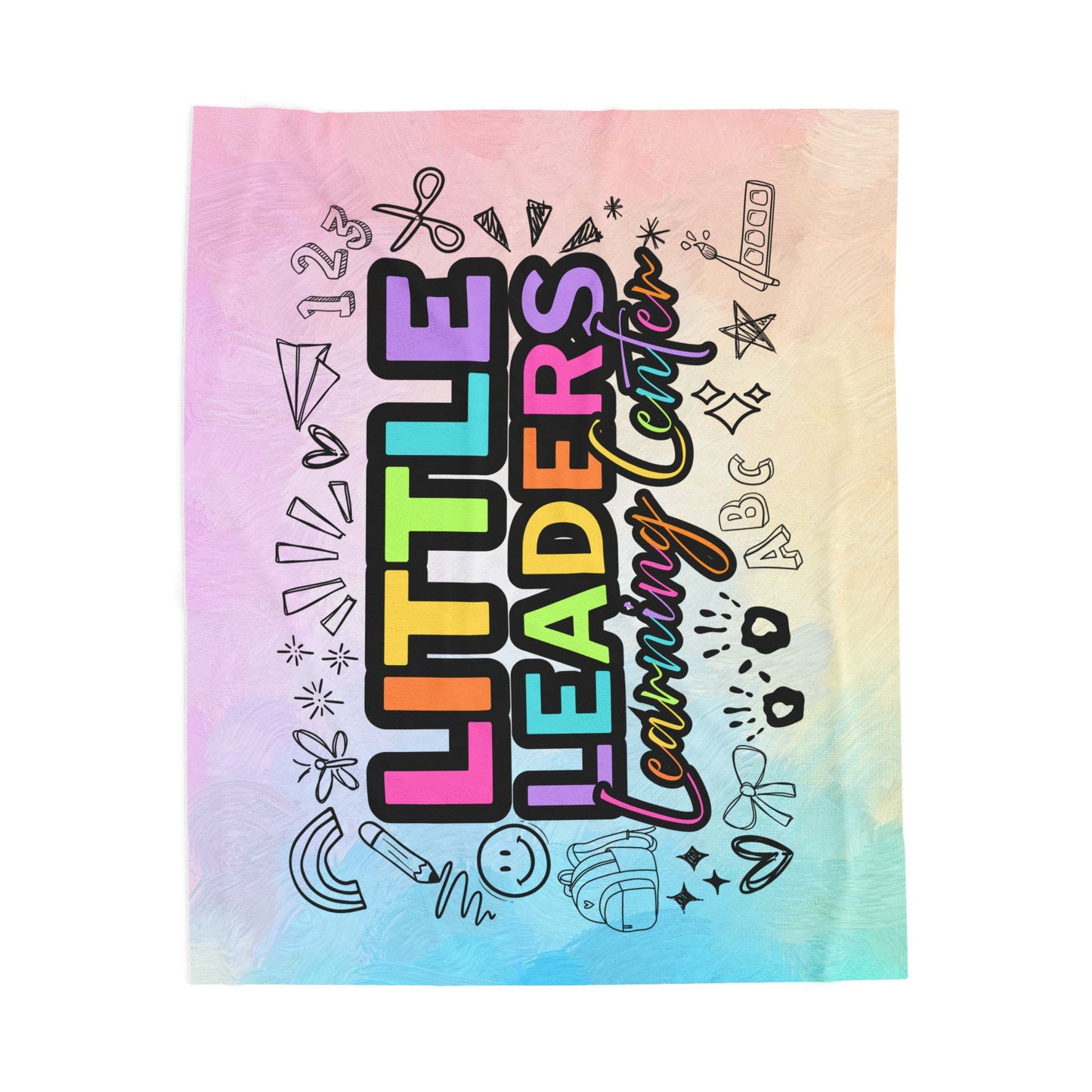 Little Leaders Doodle Design Velveteen Plush Blanket - Cozy Plush Throw