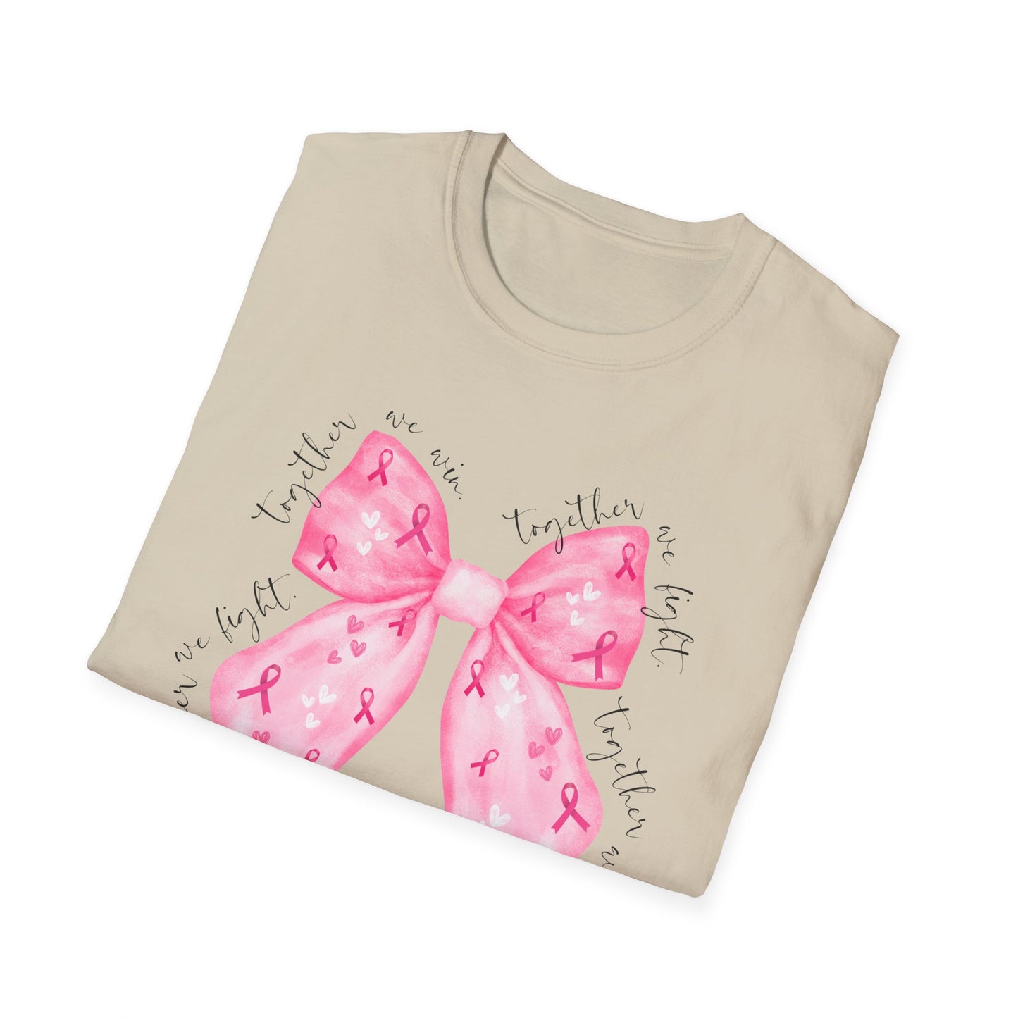 We Fight, We Win- Breast Cancer Awareness Tee, Unisex Softstyle T-Shirt