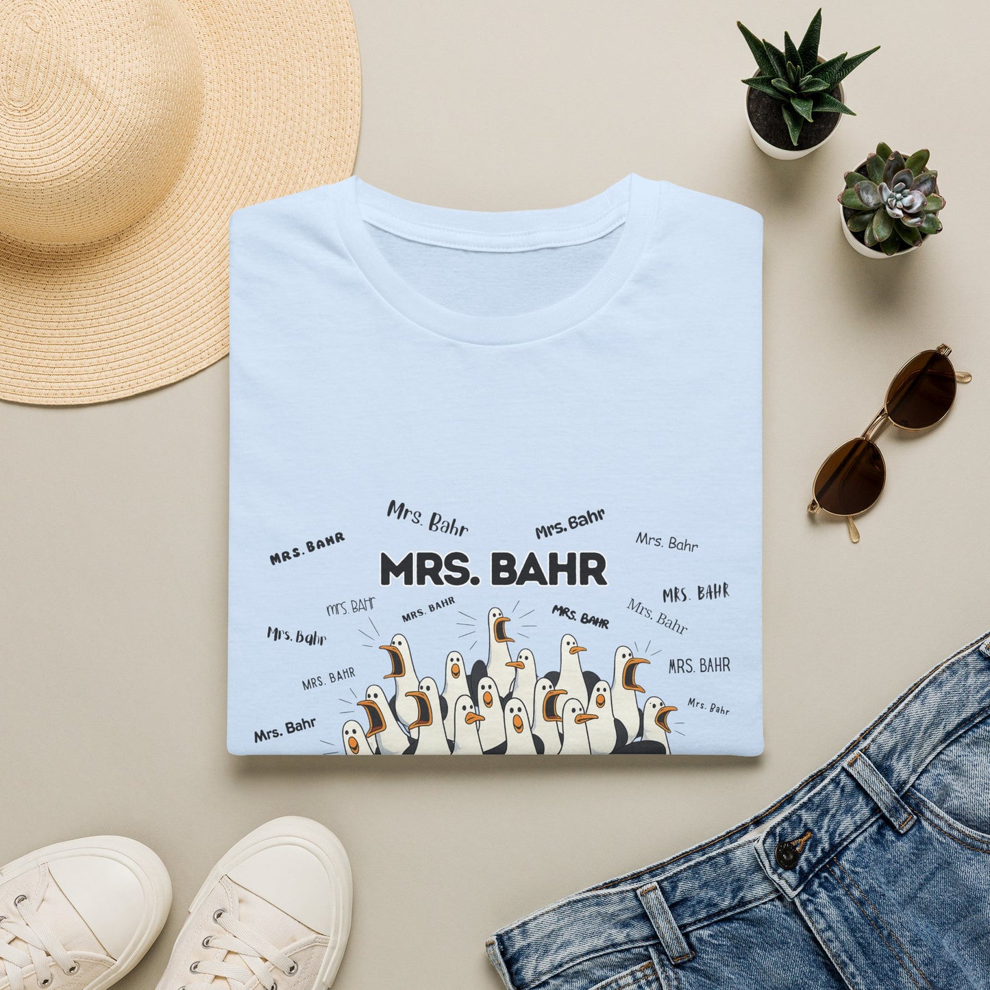 Mrs. Bahr - Seagull Crew Graphic T-Shirt — Personalized