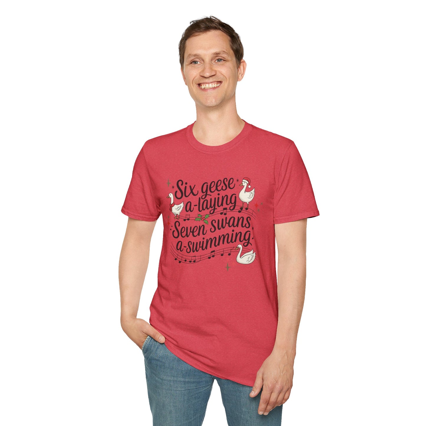 "Six geese a-laying, Seven swans a-swimming” Christmas Carol Tee