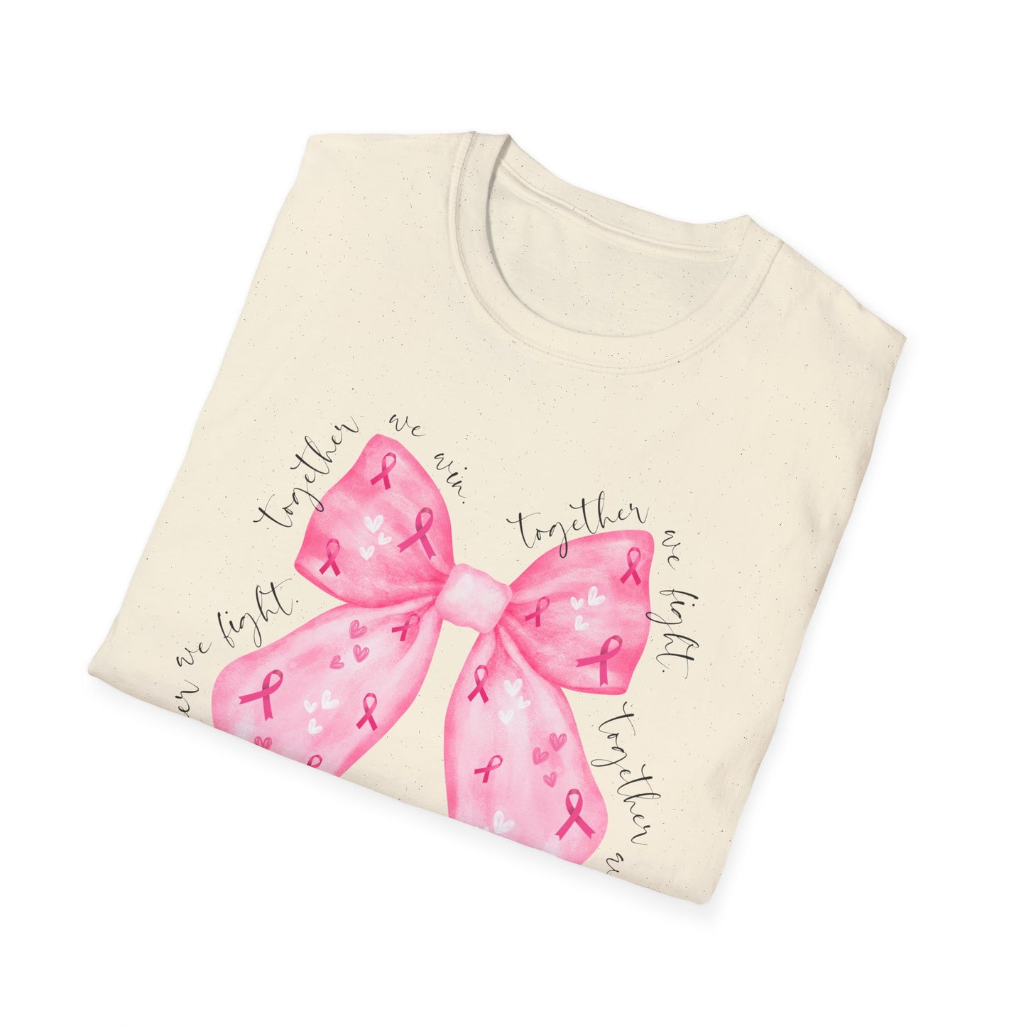 We Fight, We Win- Breast Cancer Awareness Tee, Unisex Softstyle T-Shirt
