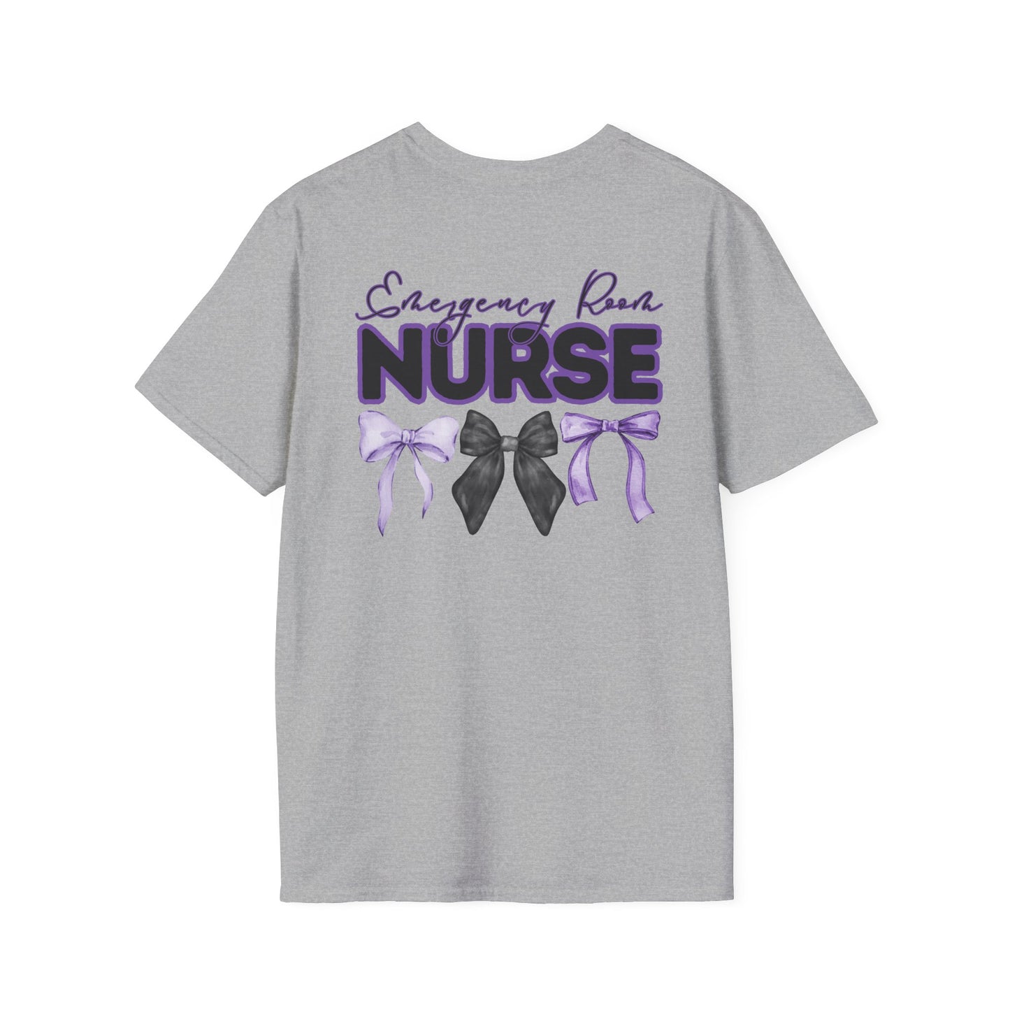 ER Nurse Softstyle T-Shirt with Bow Design- Healthcare