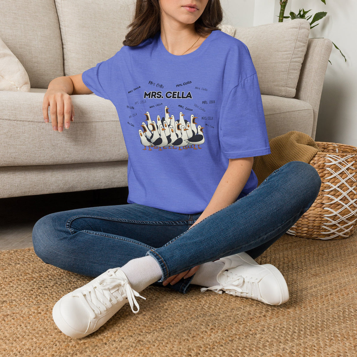 Mrs. Cella- Seagull Crew Graphic T-Shirt — Personalized