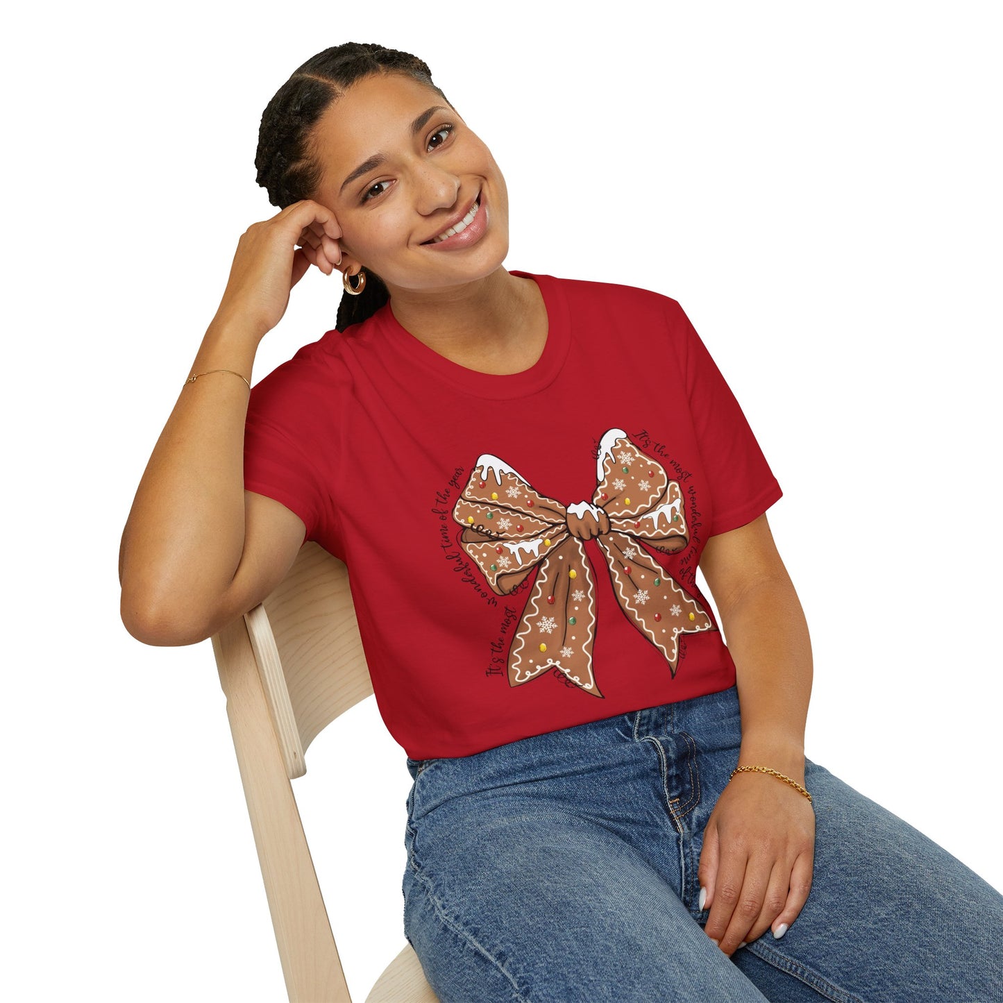 Gingerbread Bow- Christmas Unisex t-shirt