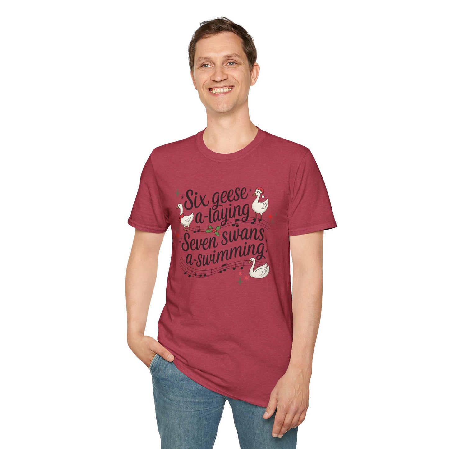 "Six geese a-laying, Seven swans a-swimming” Christmas Carol Tee