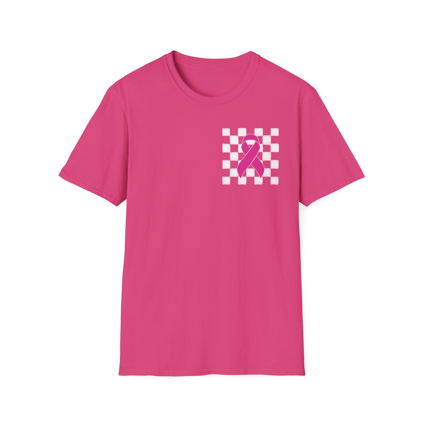Checkered Pink Ribbon Awareness T-Shirt | Softstyle Tee