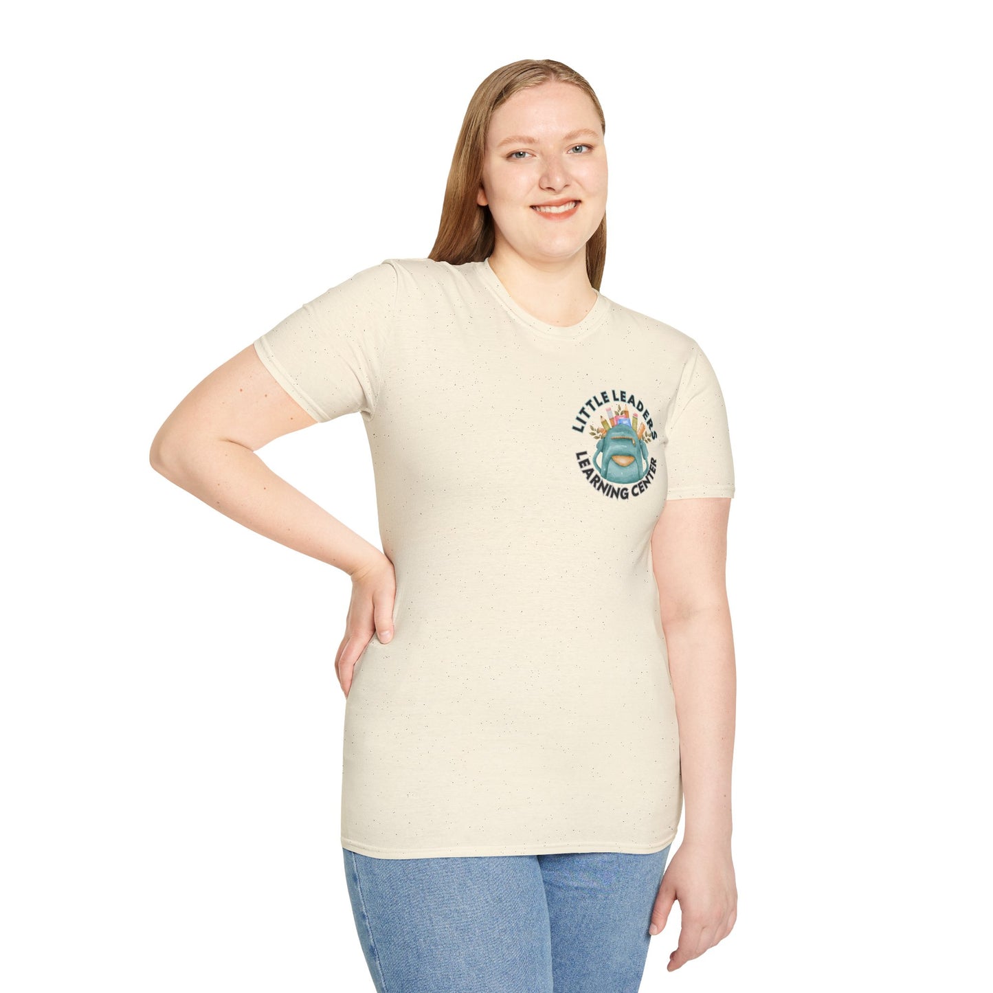 Little Leaders Teacher w/ Backpack Design Unisex Softstyle T-Shirt